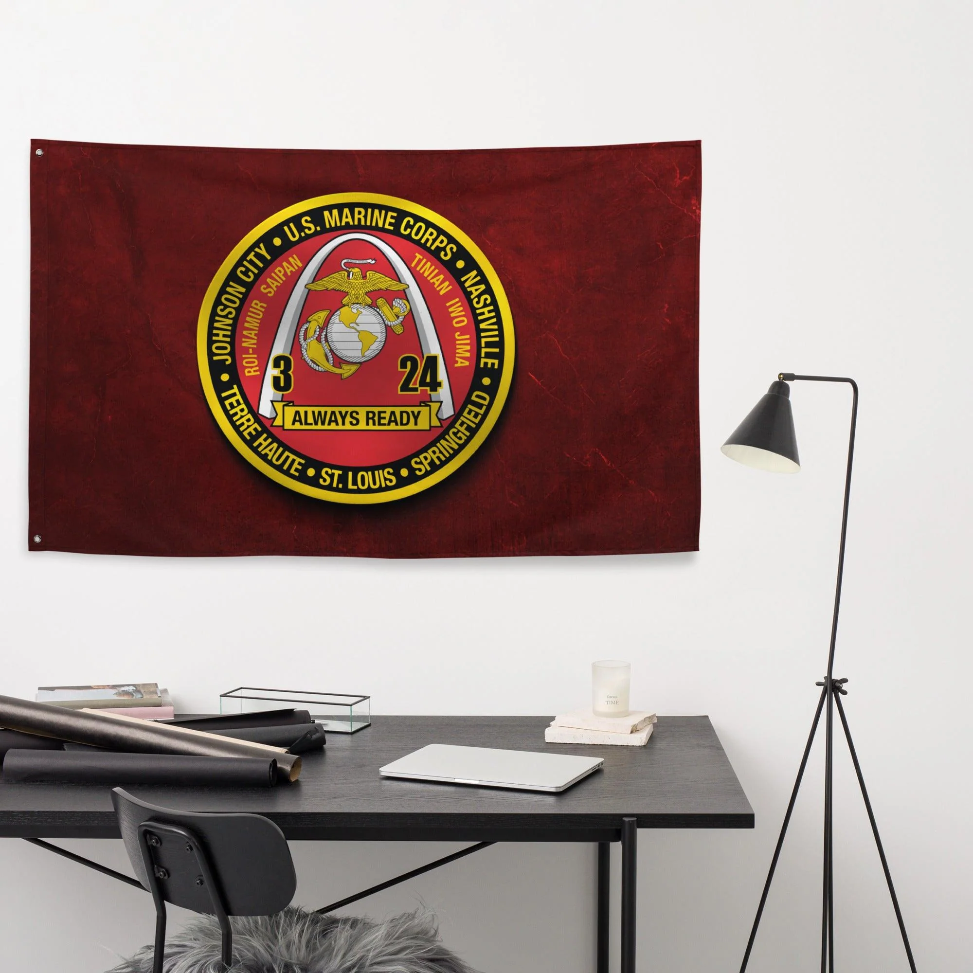3/24 Marines Indoor Red USMC Wall Flag - Image 2