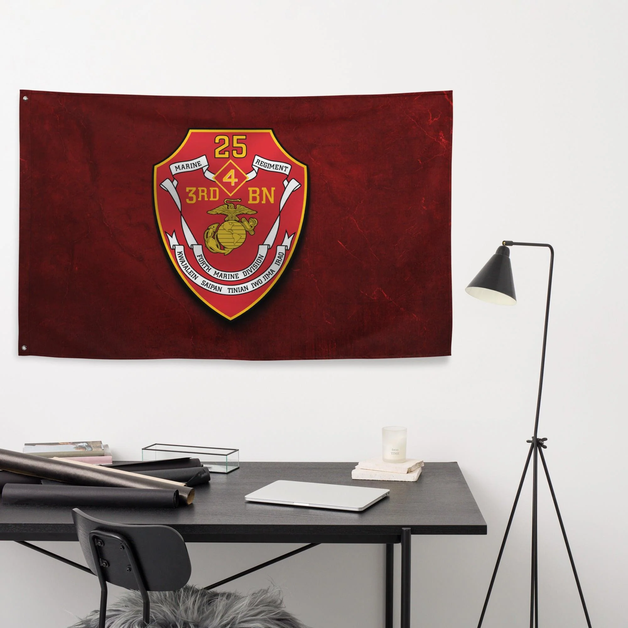3/25 Marines Indoor Red USMC Wall Flag - Image 2