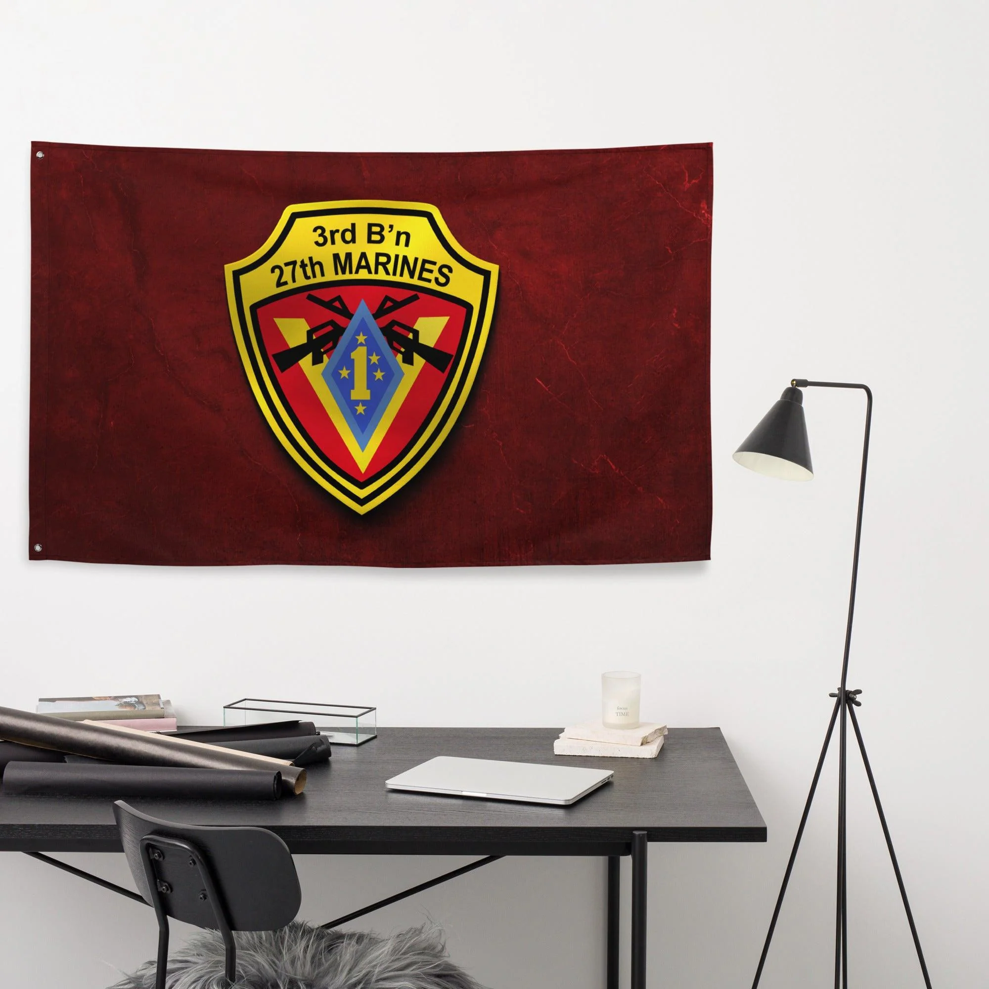 3/27 Marines Indoor Red USMC Wall Flag - Image 2