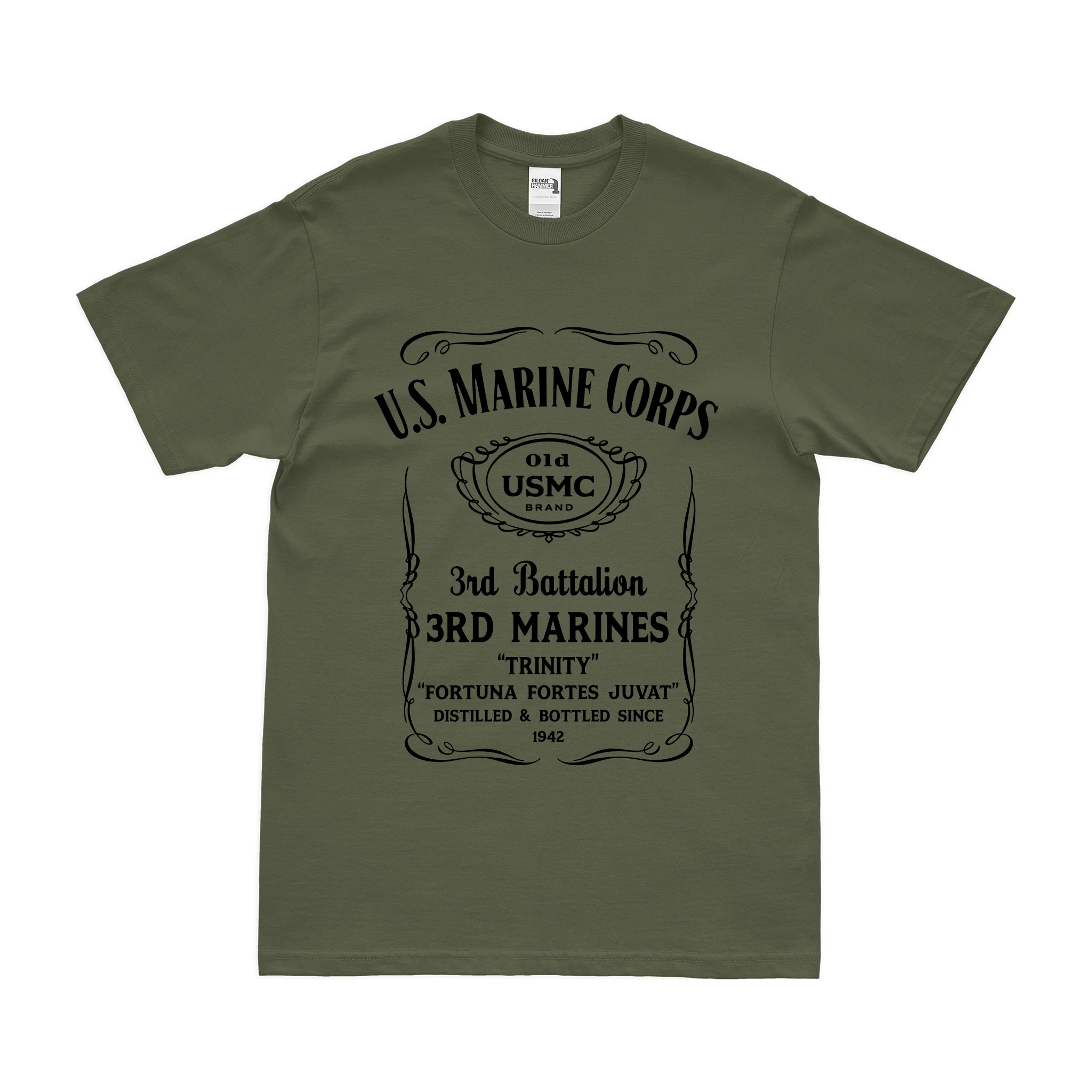 3rd Battalion 3rd Marines (3/3 Marines) Whiskey Label T-Shirt - Image 2