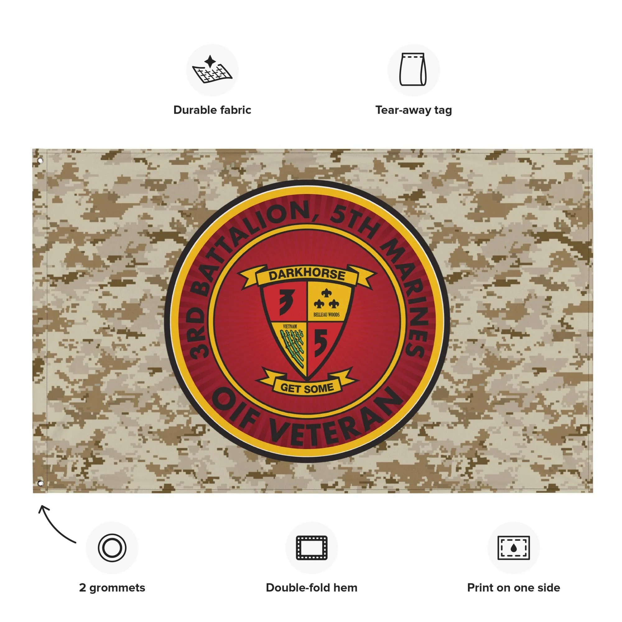 3/5 Marines OIF Veteran Emblem MARPAT Flag - Image 2