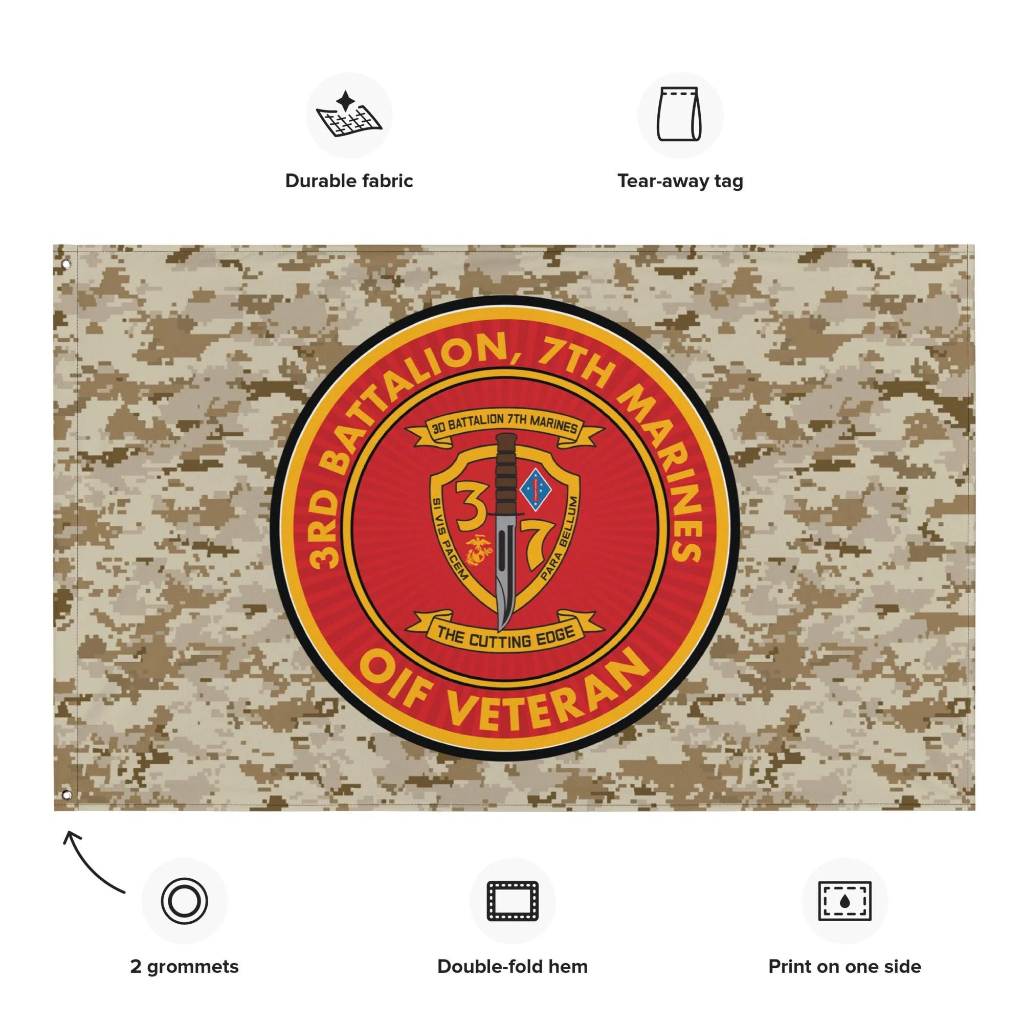 3/7 Marines OIF Veteran Emblem MARPAT Flag - Image 2
