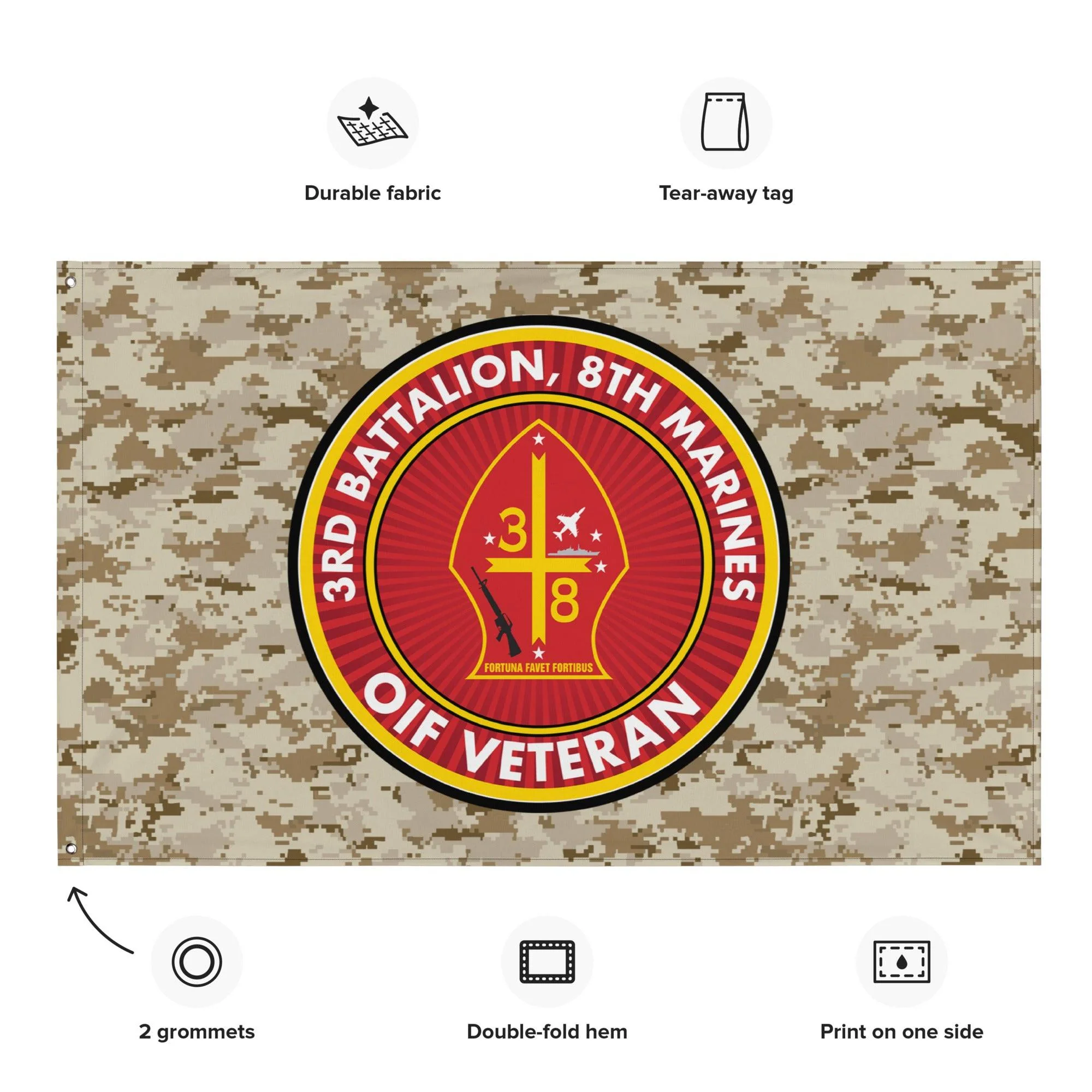 3/8 Marines OIF Veteran Emblem MARPAT Flag - Image 2
