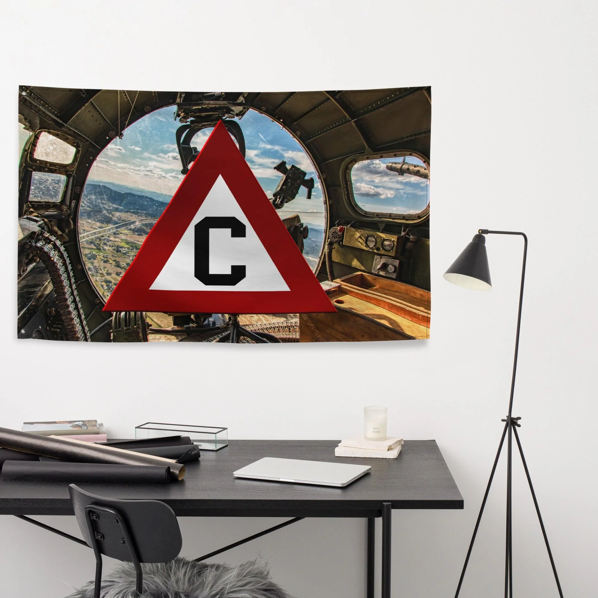 303rd Bomb Group (Heavy) Triangle-C Logo Wall Flag - Image 2