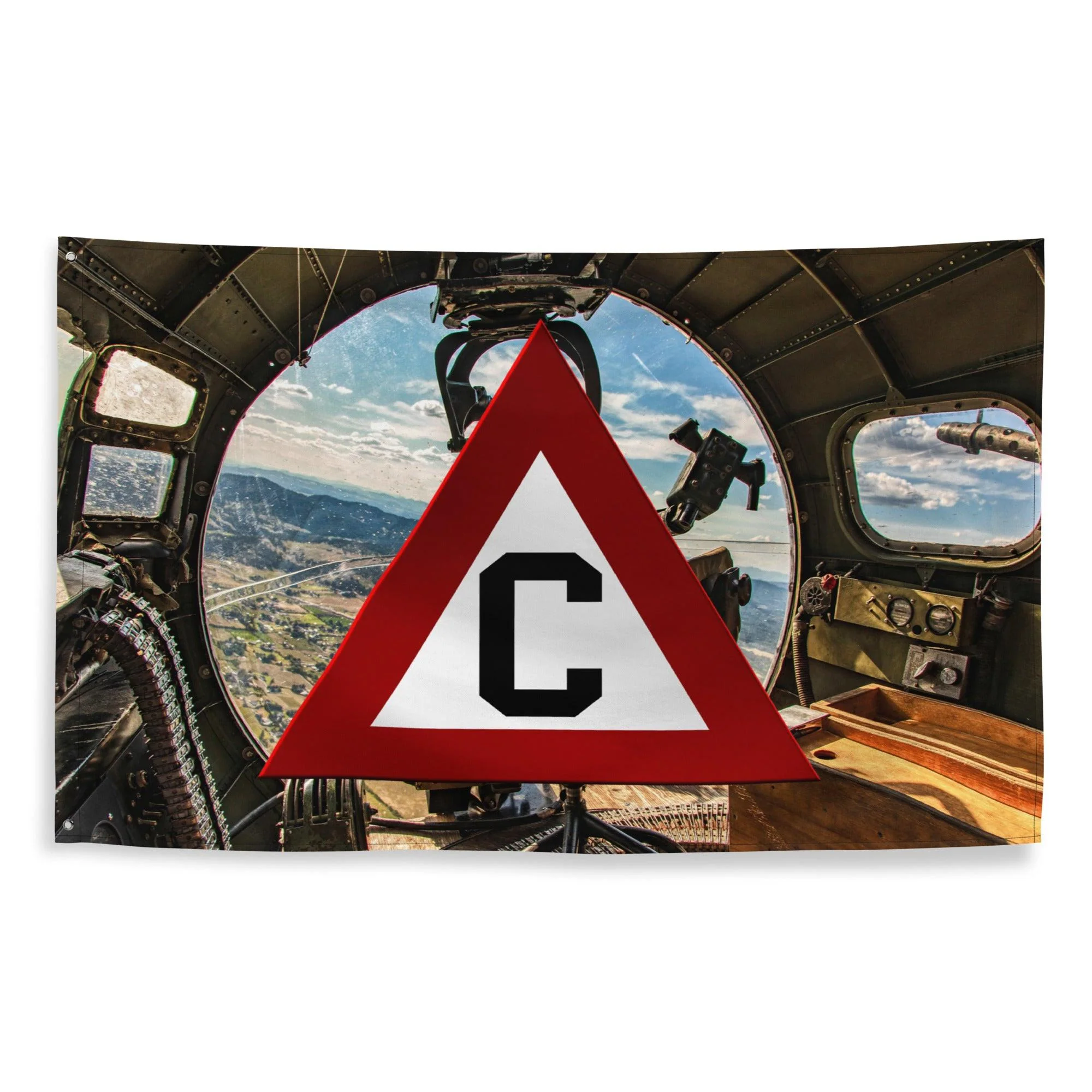 303rd Bomb Group (Heavy) Triangle-C Logo Wall Flag - Image 4