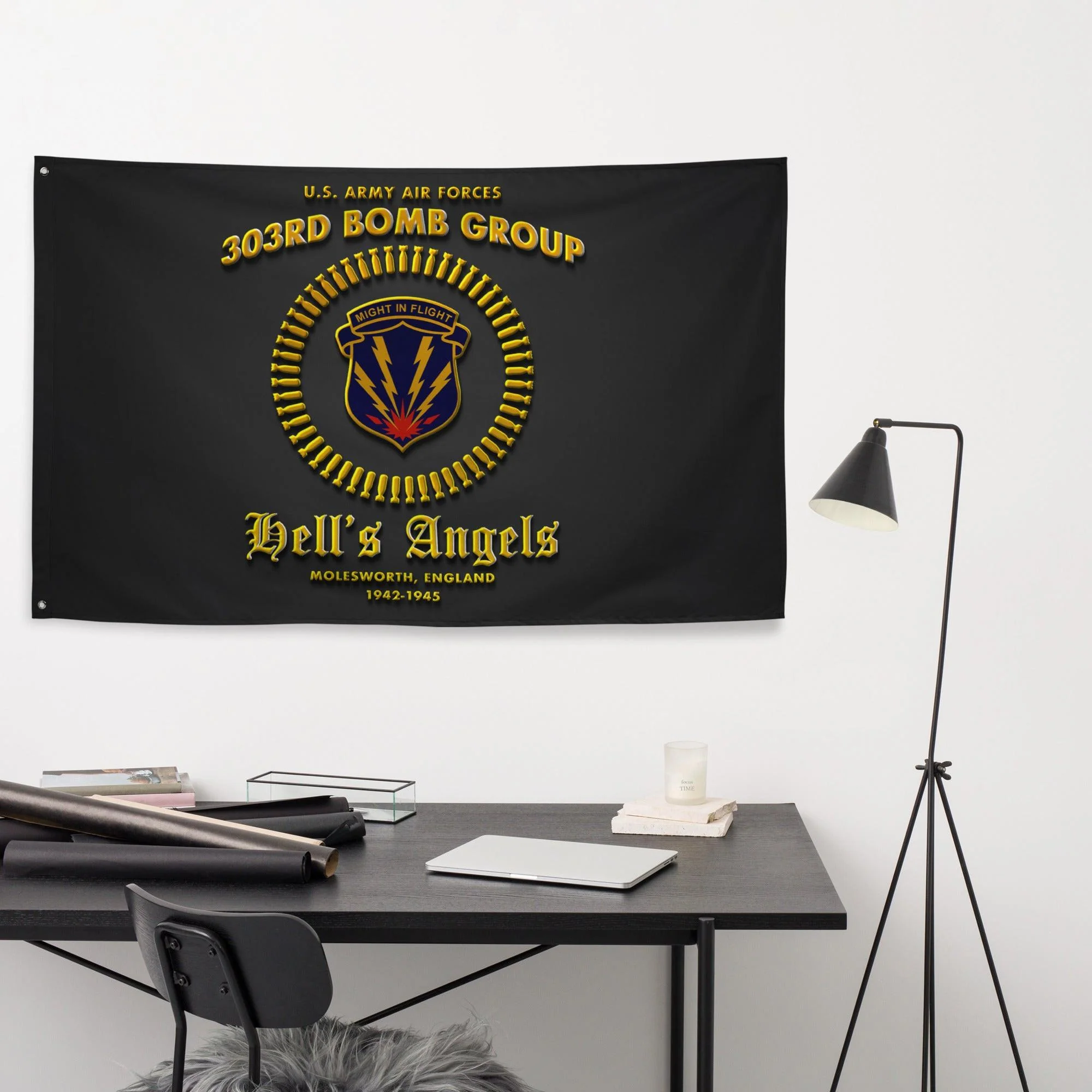303rd Bomb Group WW2 Legacy Black Flag - Image 2