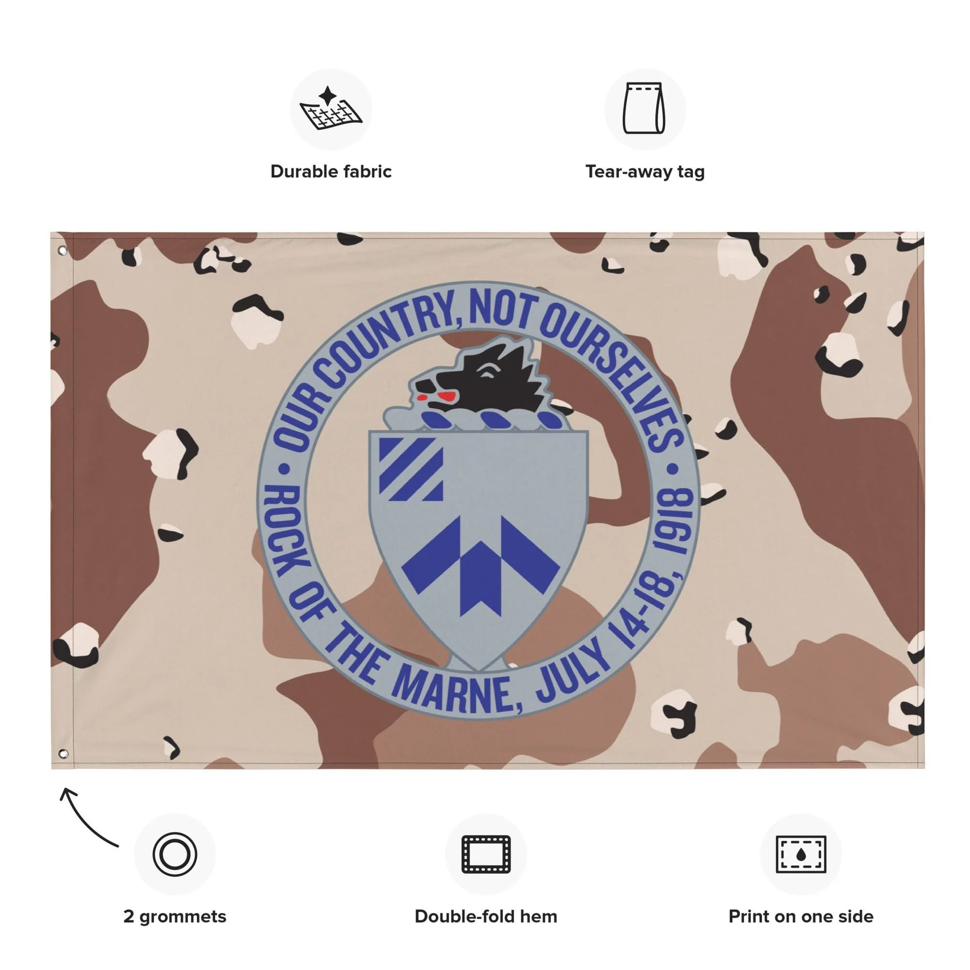 U.S. Army 30th Infantry Regiment Chocolate-Chip Camo Flag - Image 2