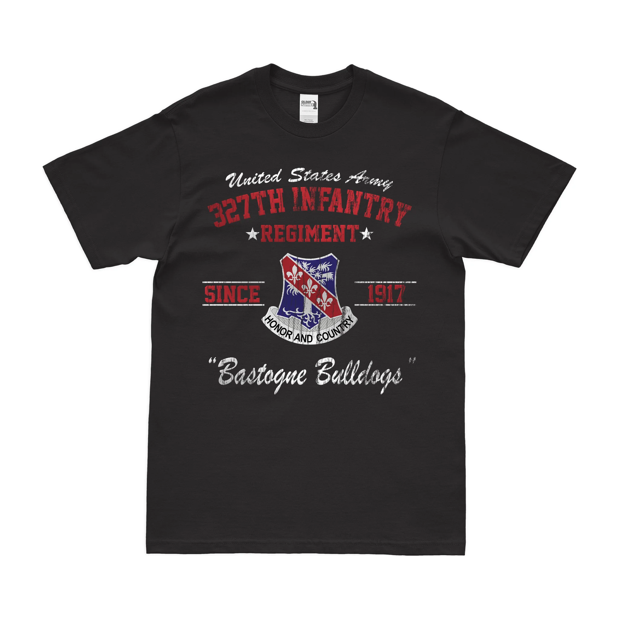 327th Infantry Regiment "Bastogne Bulldogs" Since 1917 T-Shirt - Image 3