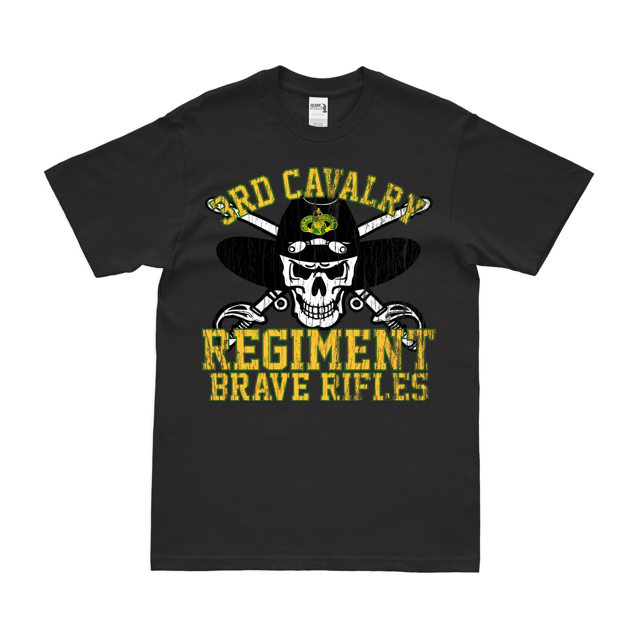 3d Cavalry Regiment Brave Rifles Motto Skull T-Shirt - Image 3