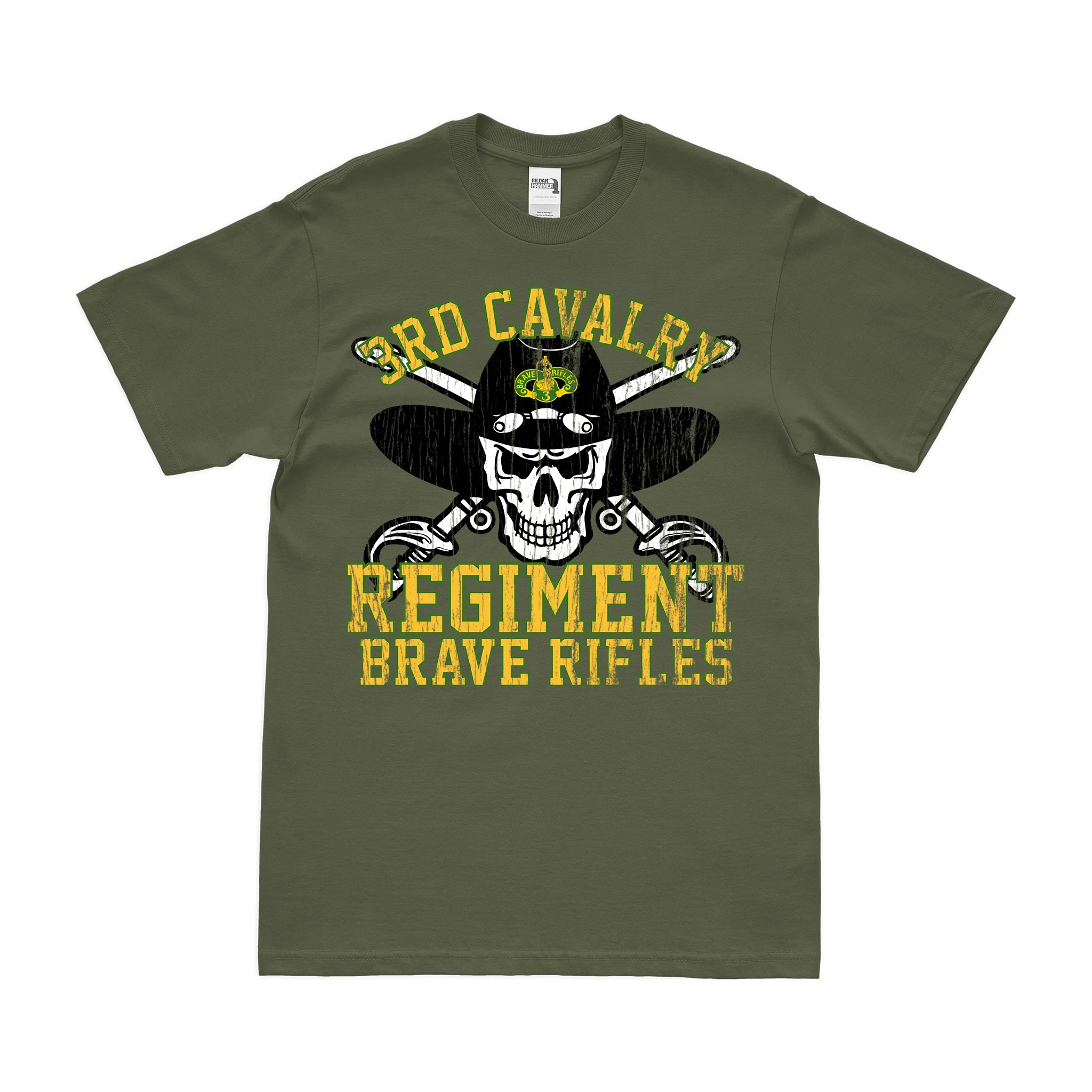 3d Cavalry Regiment Brave Rifles Motto Skull T-Shirt - Image 4