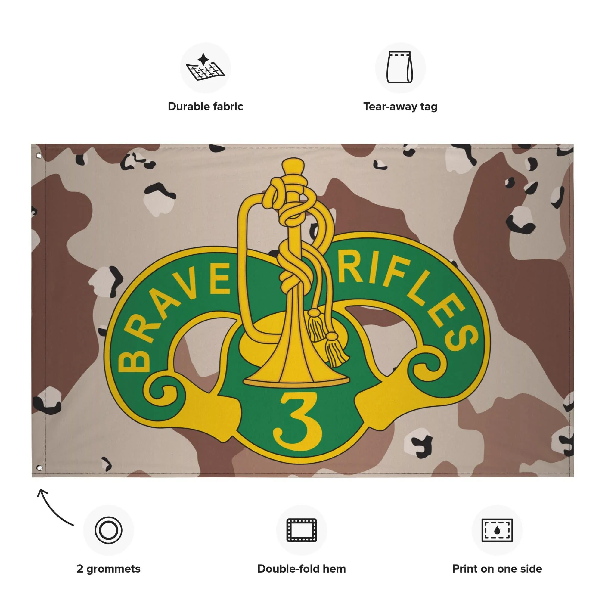 3d Cavalry Regiment Chocolate-Chip Camo Wall Flag - Image 2