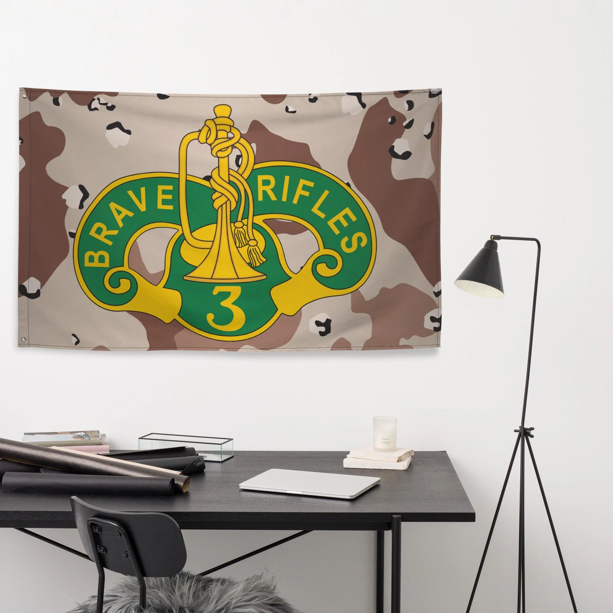 3d Cavalry Regiment Chocolate-Chip Camo Wall Flag - Image 3