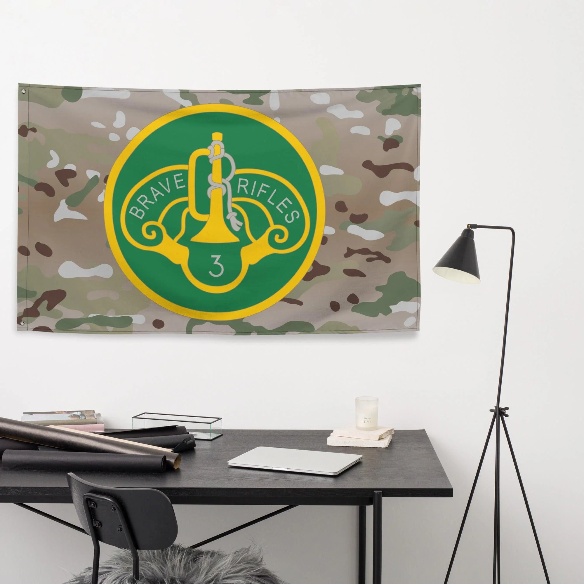 3d Cavalry Regiment SSI Multicam Camo Wall Flag - Image 3