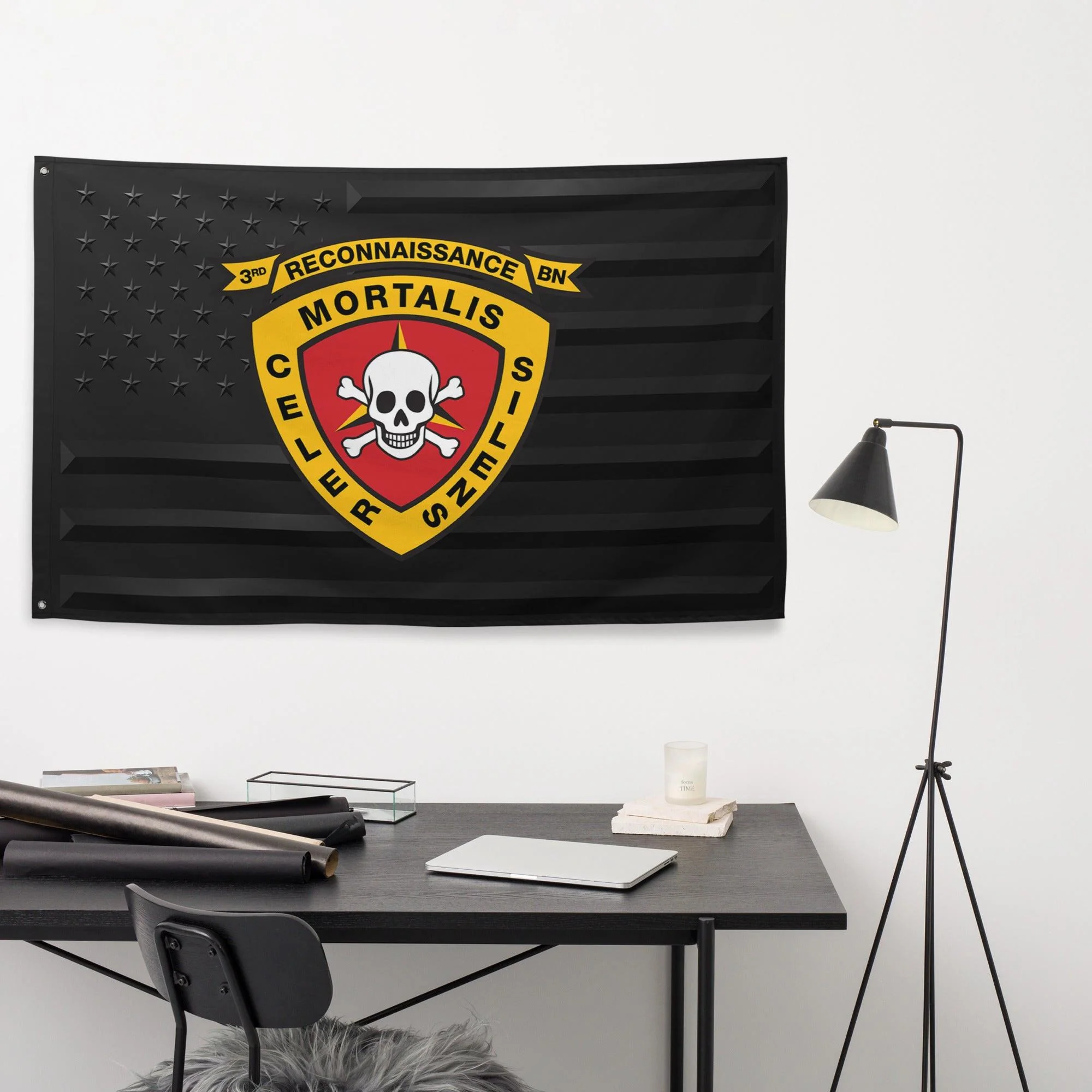 3d Recon Bn USMC Black American Flag - Image 3