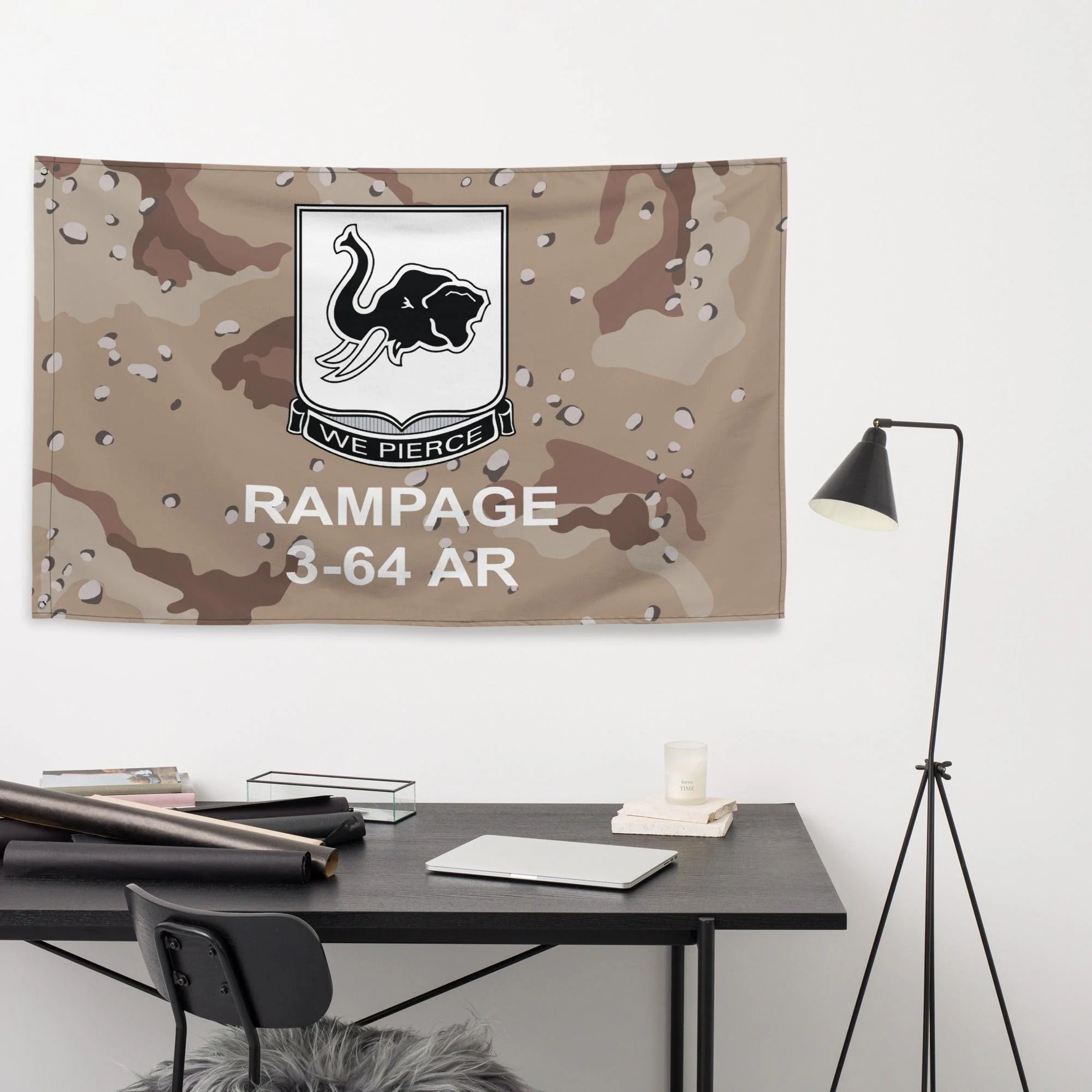 3rd Battalion, 64th Armor Regiment (3-64 AR) Chocolate Chip Camo Flag - Image 2