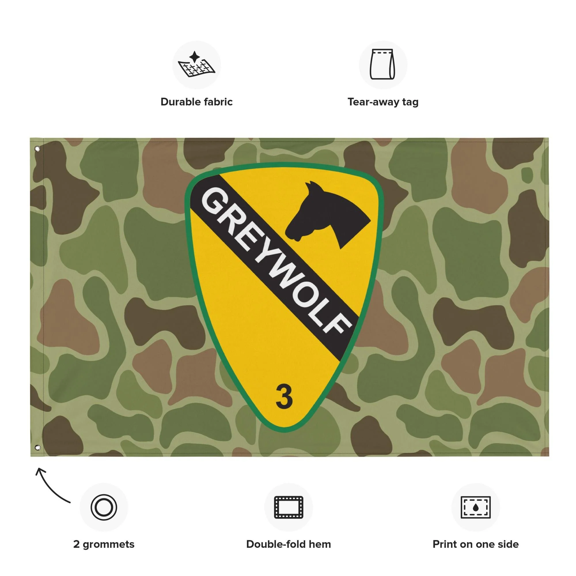 3rd BCT, 1st Cavalry Division 'GreyWolf' Frogskin Camo Flag - Image 2