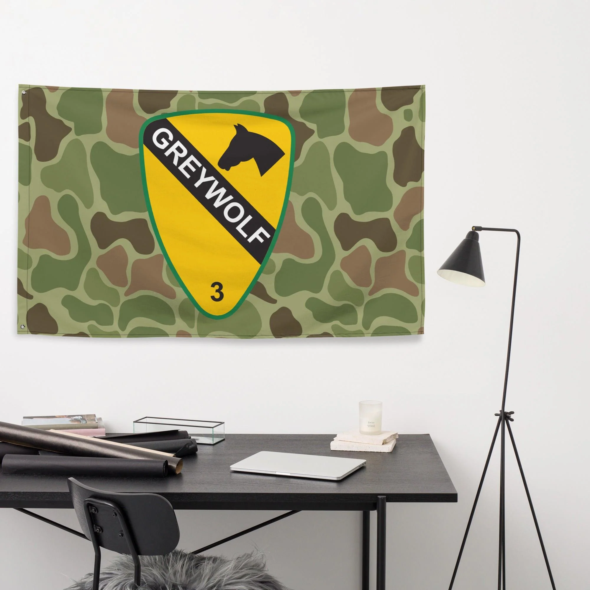 3rd BCT, 1st Cavalry Division 'GreyWolf' Frogskin Camo Flag - Image 3