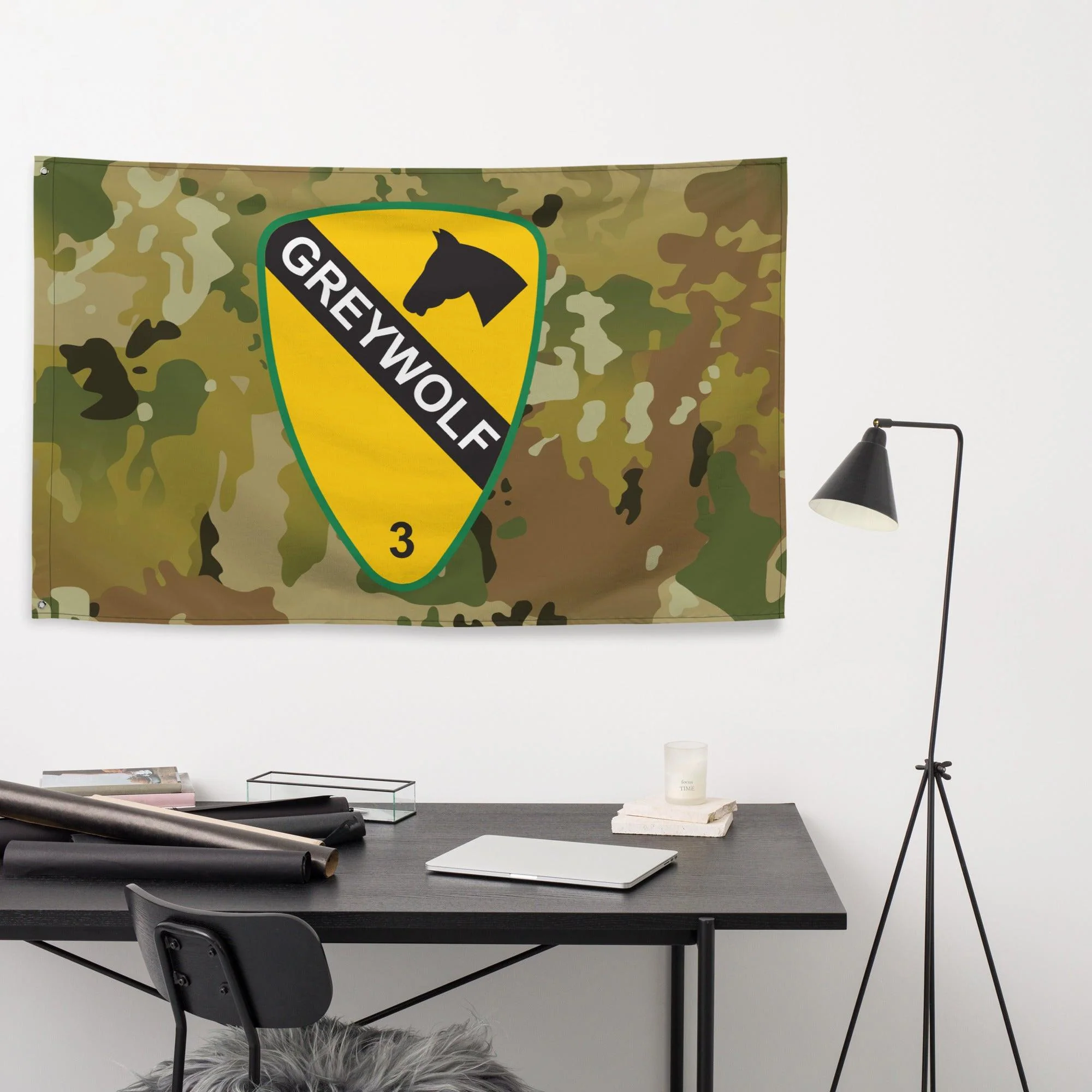 3rd BCT, 1st Cavalry Division 'GreyWolf' OCP Camo Flag - Image 3