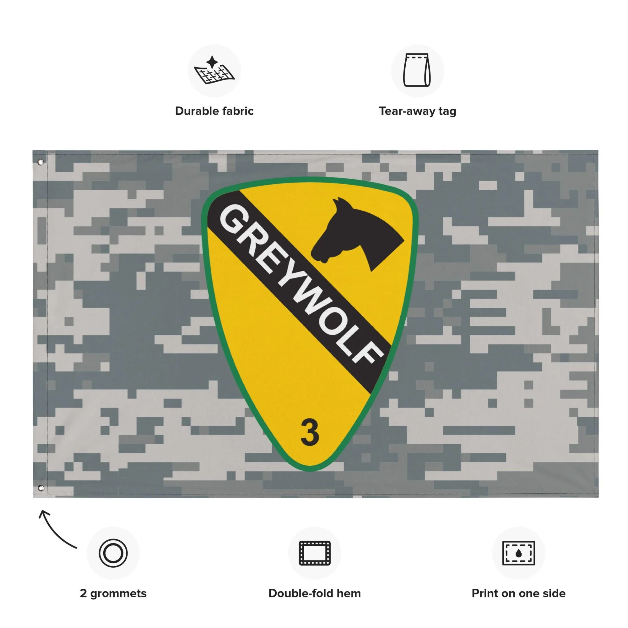 3rd BCT, 1st Cavalry Division 'GreyWolf' UCP Camo Flag - Image 2