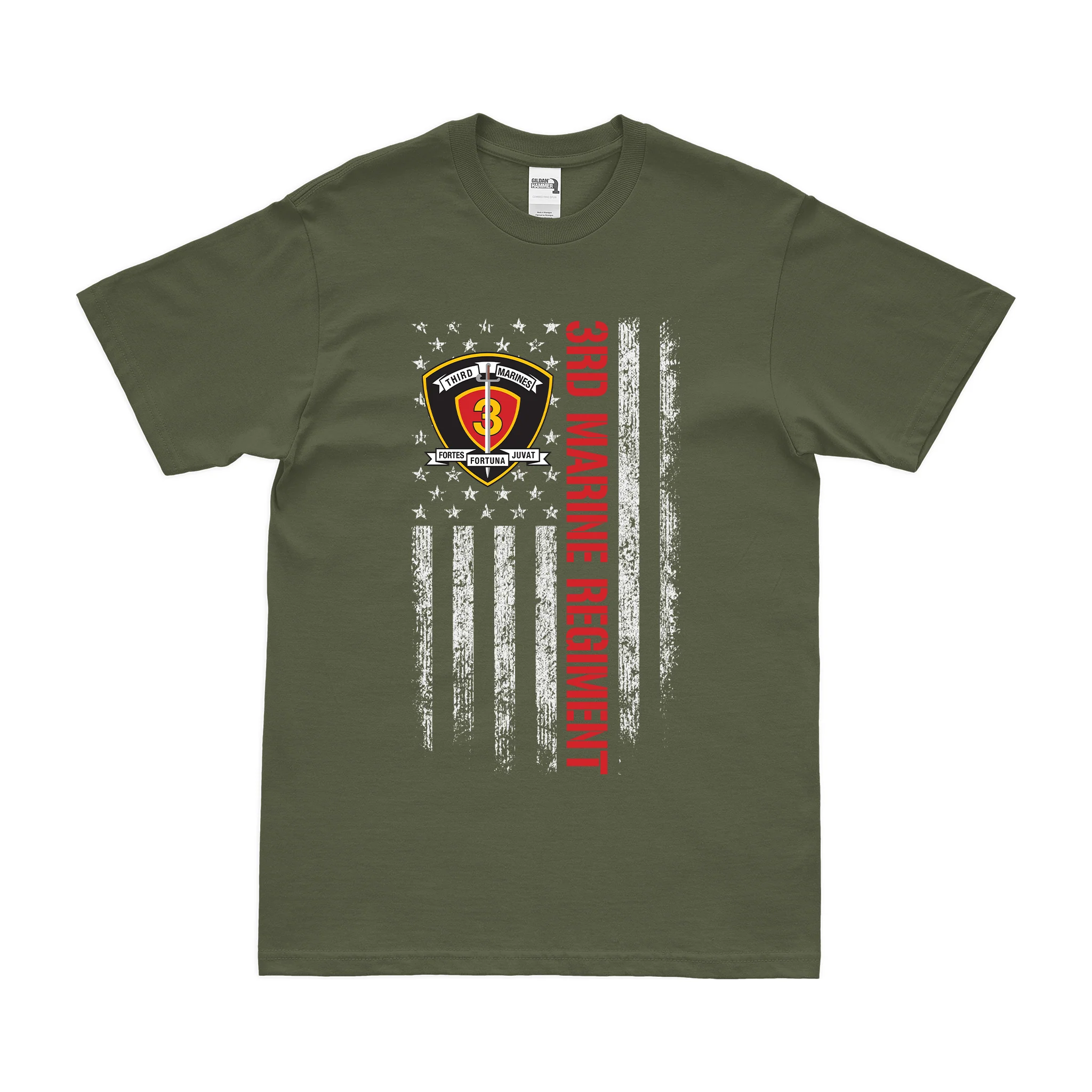 3rd Marine Regiment American Flag T-Shirt - Image 2