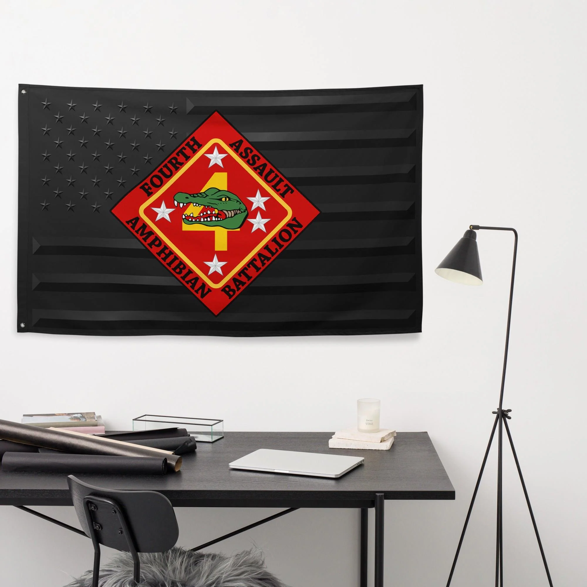 4th AABn USMC Black American Flag - Image 3