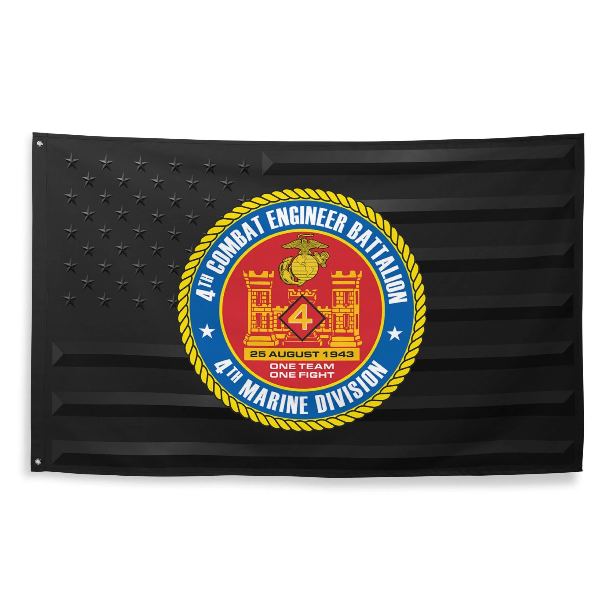 4th Combat Engineer Bn (4th CEB) Black American Flag - Image 4