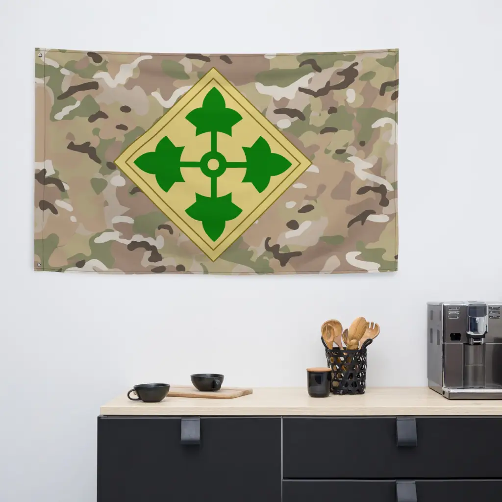 4th Infantry Division (4th ID) OCP Camo SSI Indoor Wall Flag - Image 4