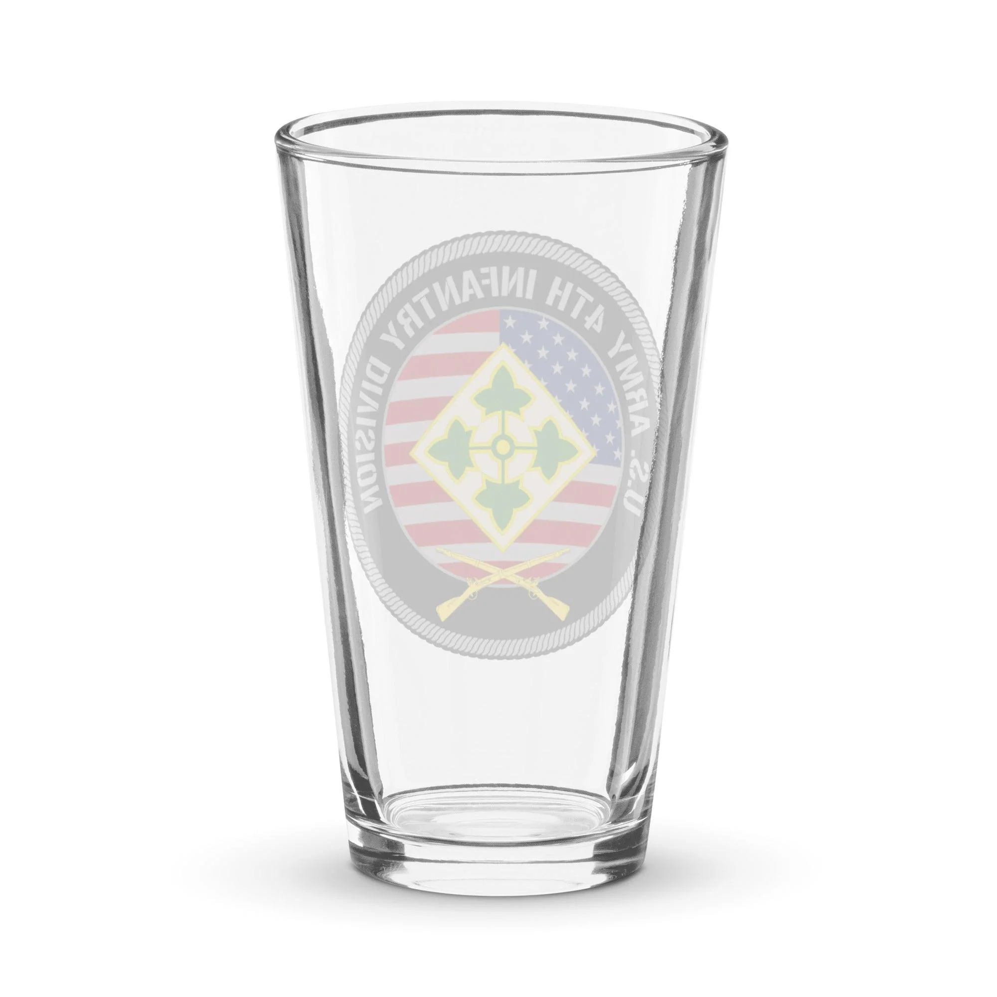 4th Infantry Division American Flag Beer Pint Glass - Image 2