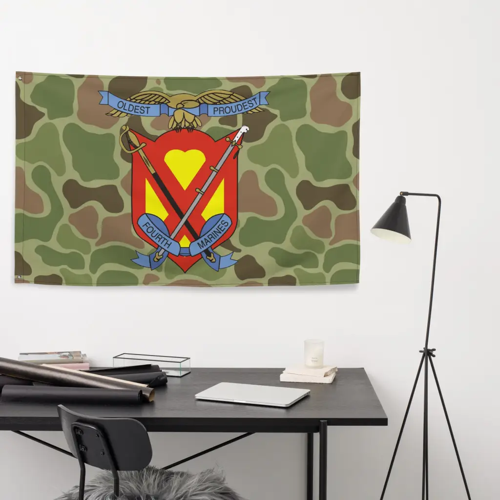 4th Marine Regiment Logo Frog Skin Camo Indoor Wall Flag - Image 4