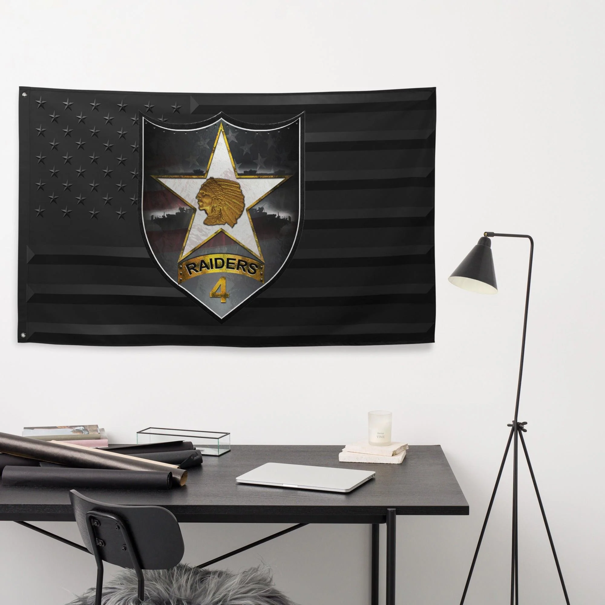 4th SBCT 2d ID "Raiders" Black American Flag - Image 3