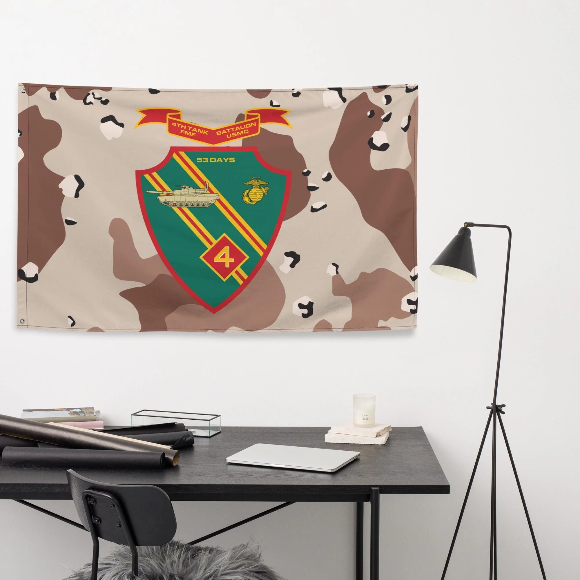4th Tank Battalion USMC Chocolate-Chip Camo Flag - Image 2