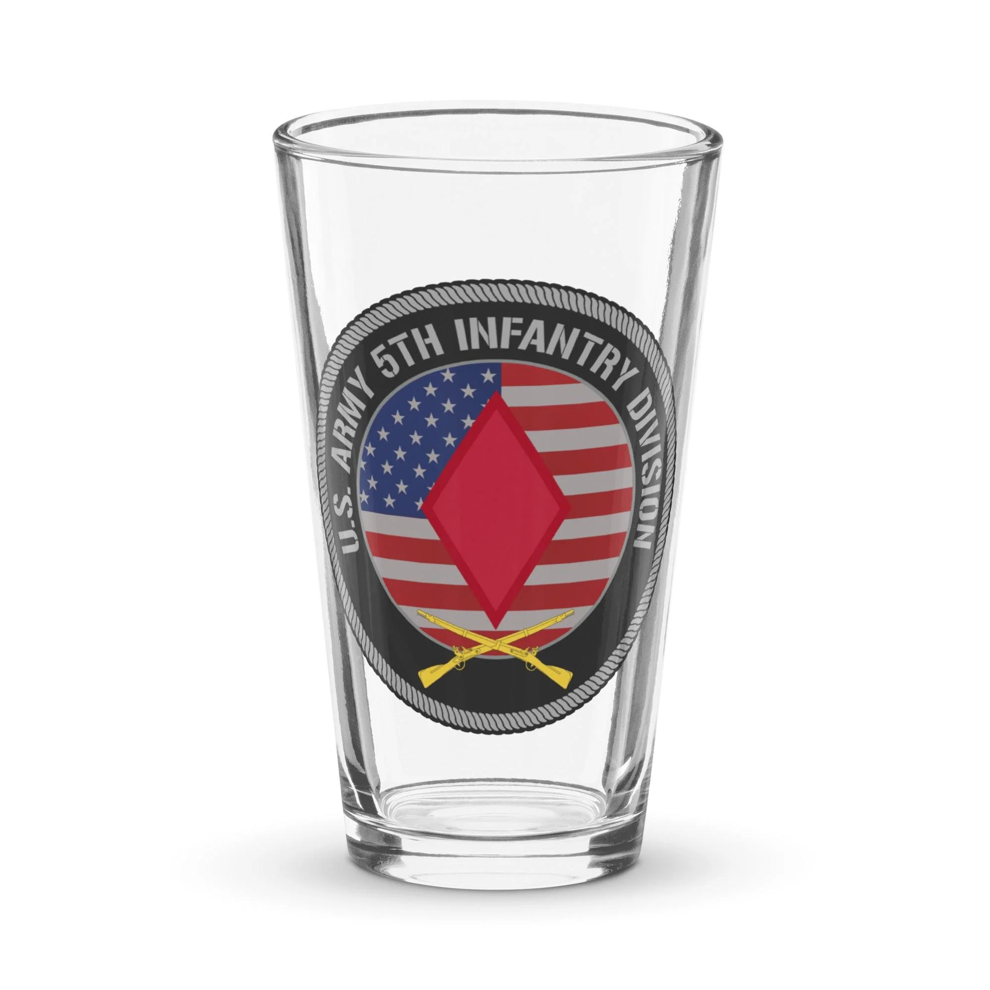 5th Infantry Division American Flag Beer Pint Glass