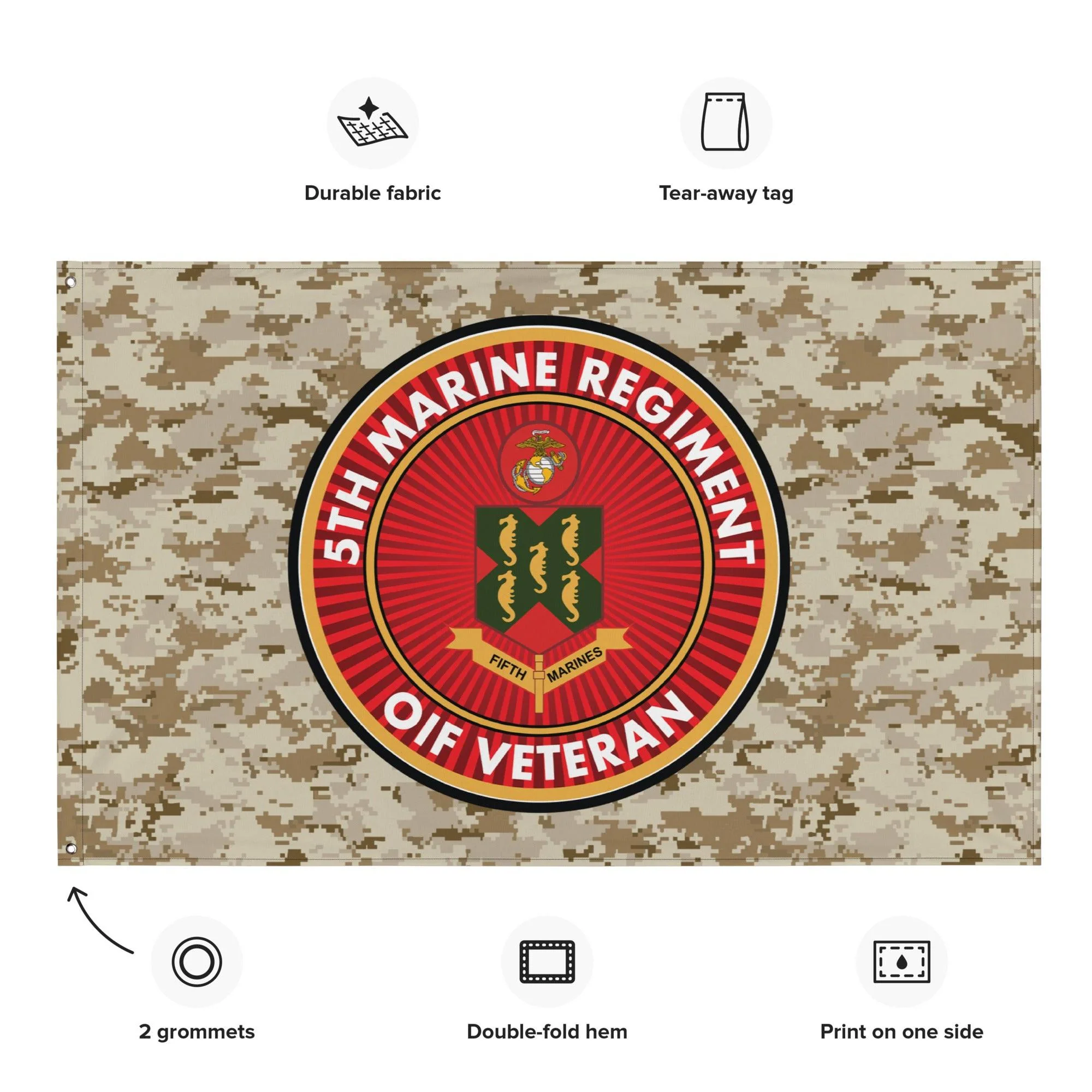 5th Marine Regiment OIF Veteran Emblem MARPAT Flag - Image 2