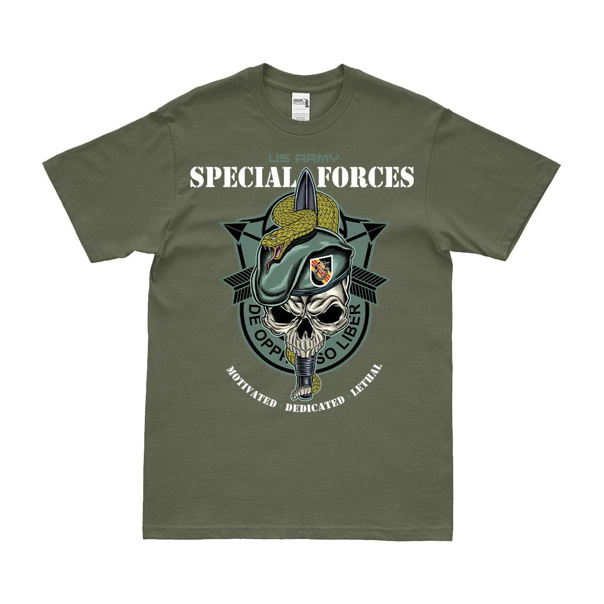 5th Special Forces Group (5th SFG) Snake Eaters Skull T-Shirt - Image 2