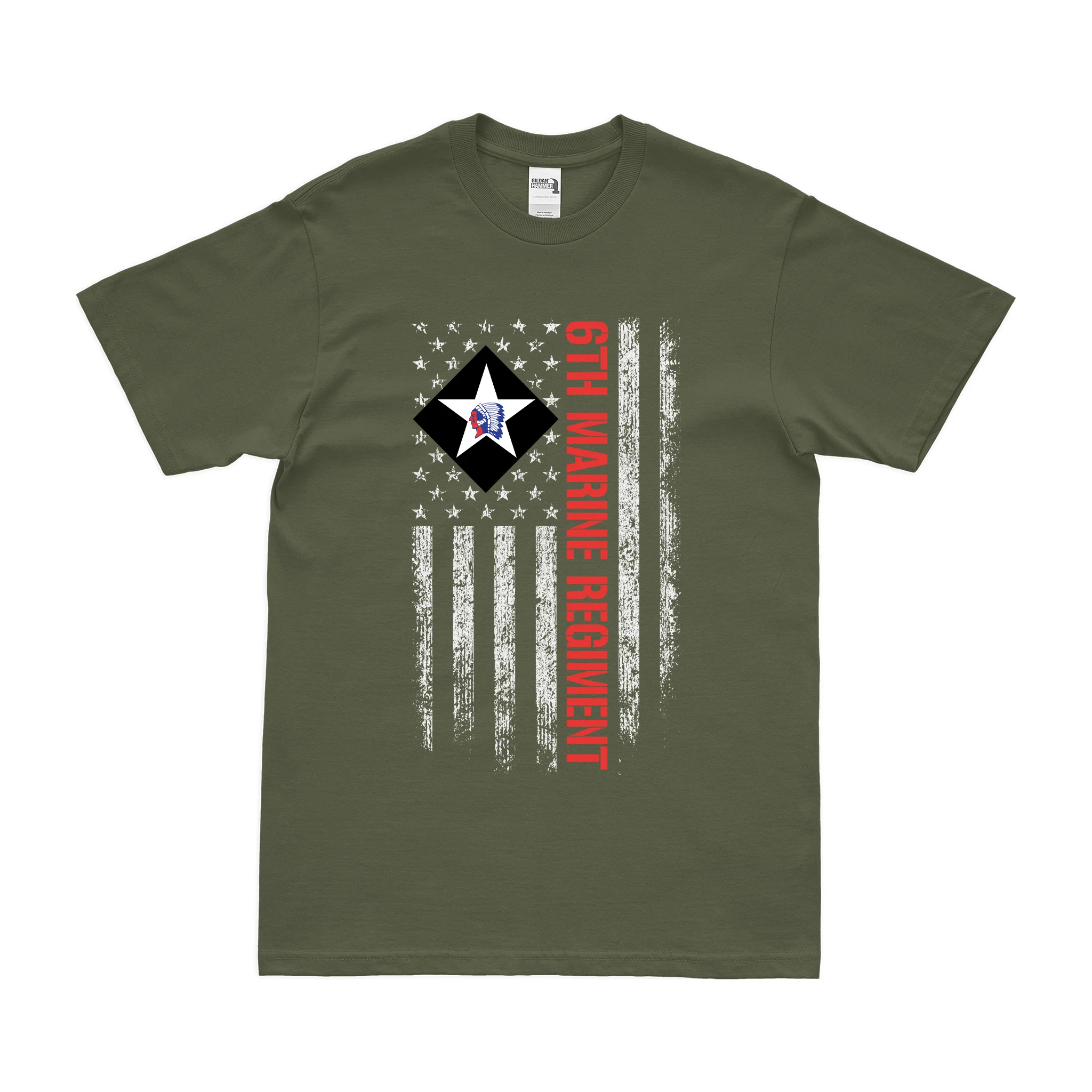 6th Marine Regiment American Flag T-Shirt - Image 2