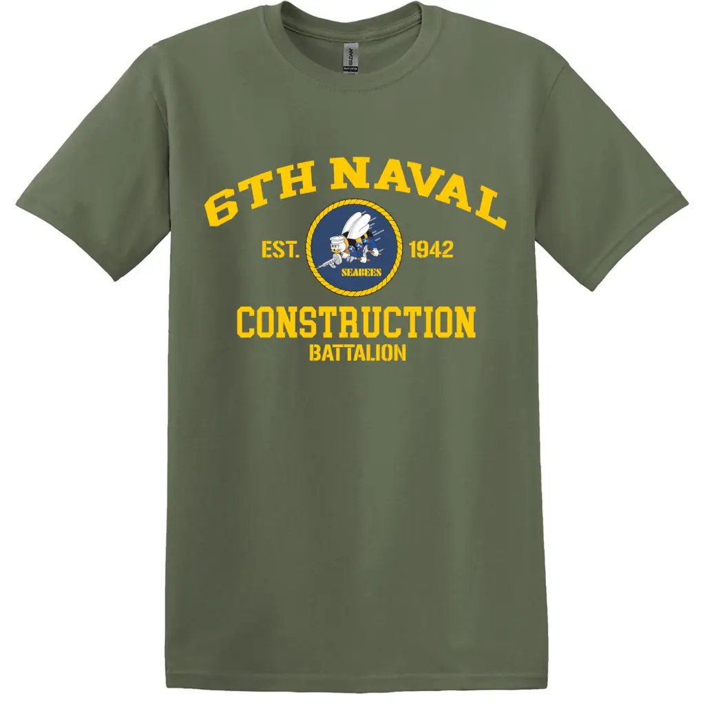 6th Naval Construction Battalion (6th NCB) WW2 Legacy T-Shirt - Image 2