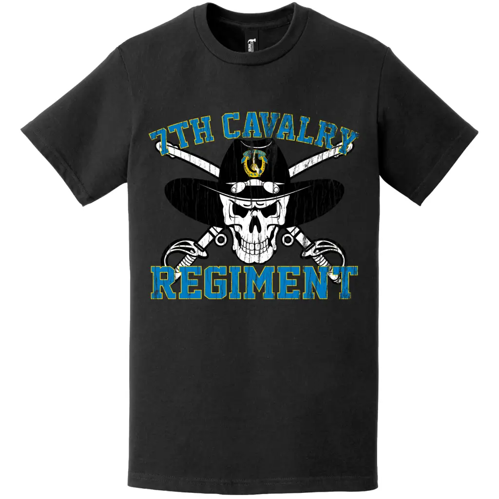 7th Cavalry Regiment Distressed Saber Skull T-Shirt