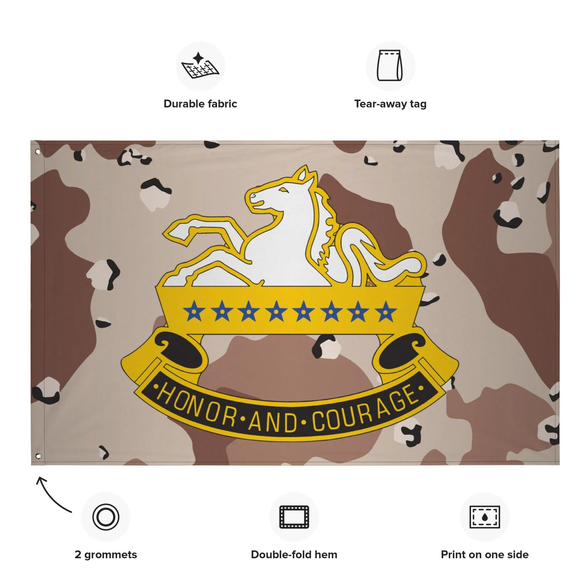 8th Cavalry Regiment Chocolate-Chip Camo Flag - Image 2