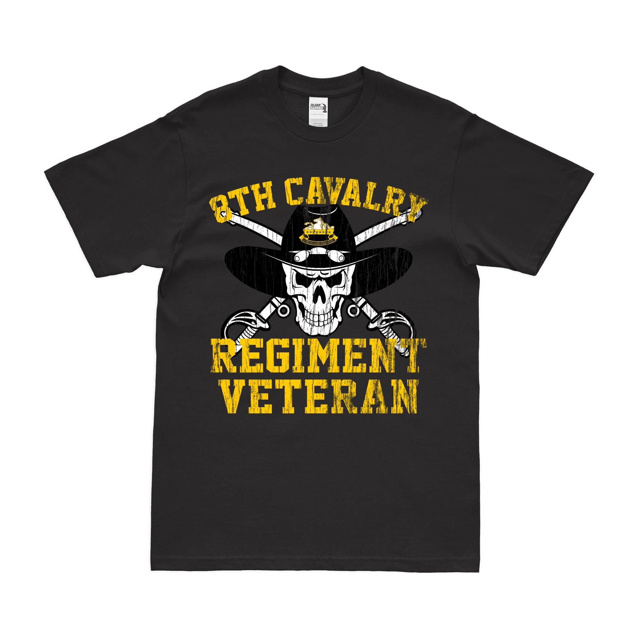 8th Cavalry Regiment Veteran Skull T-Shirt - Image 3