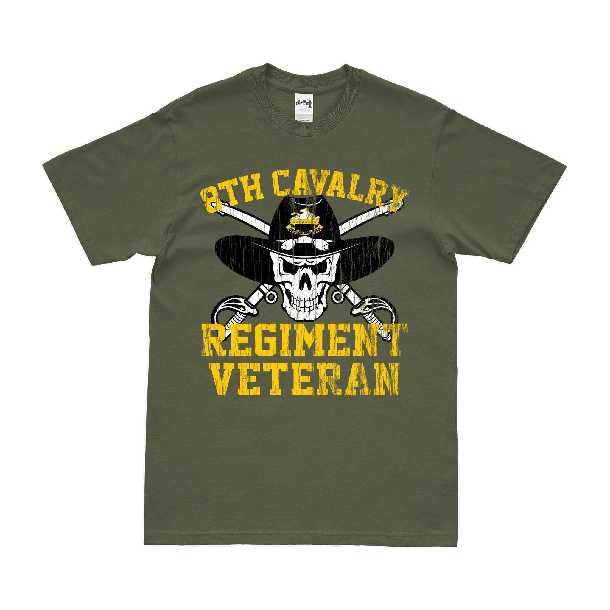 8th Cavalry Regiment Veteran Skull T-Shirt - Image 4