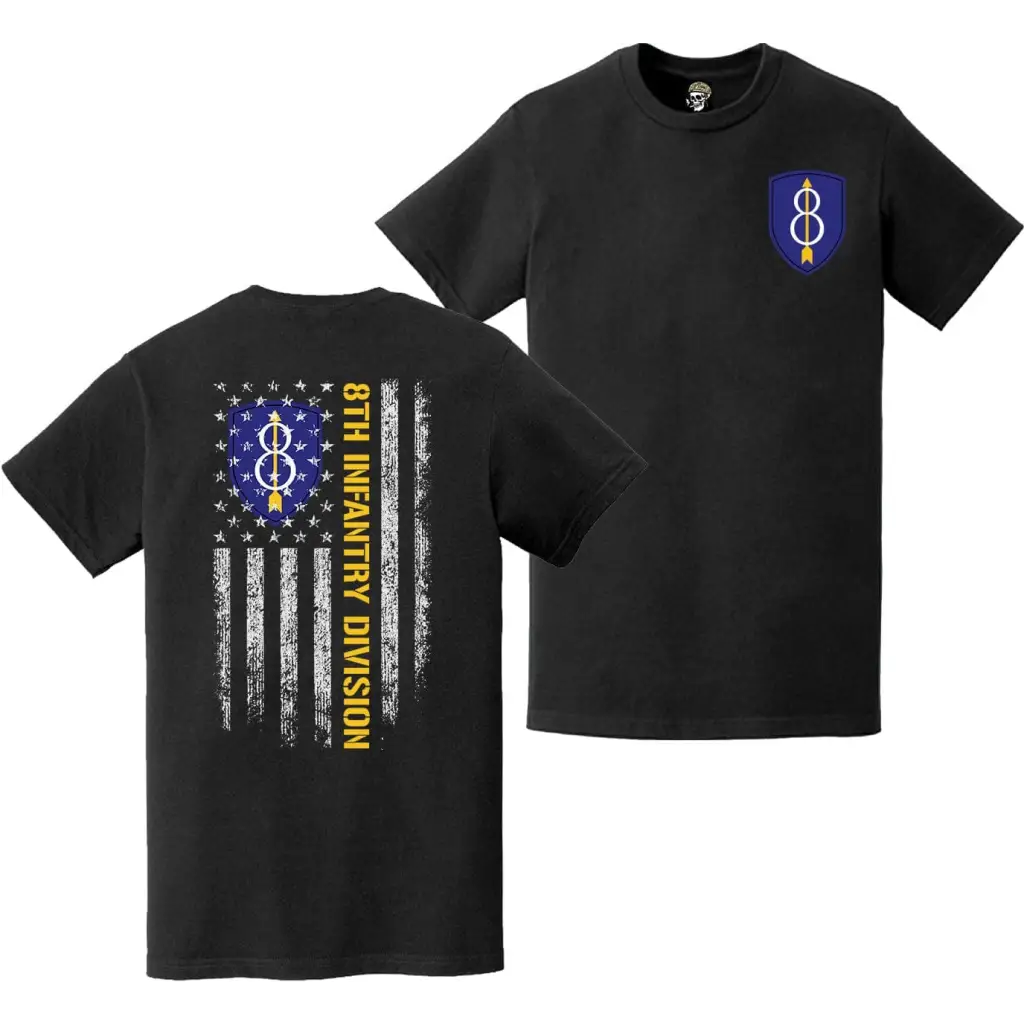 Double-Sided 8th Infantry Division SSI American Flag T-Shirt