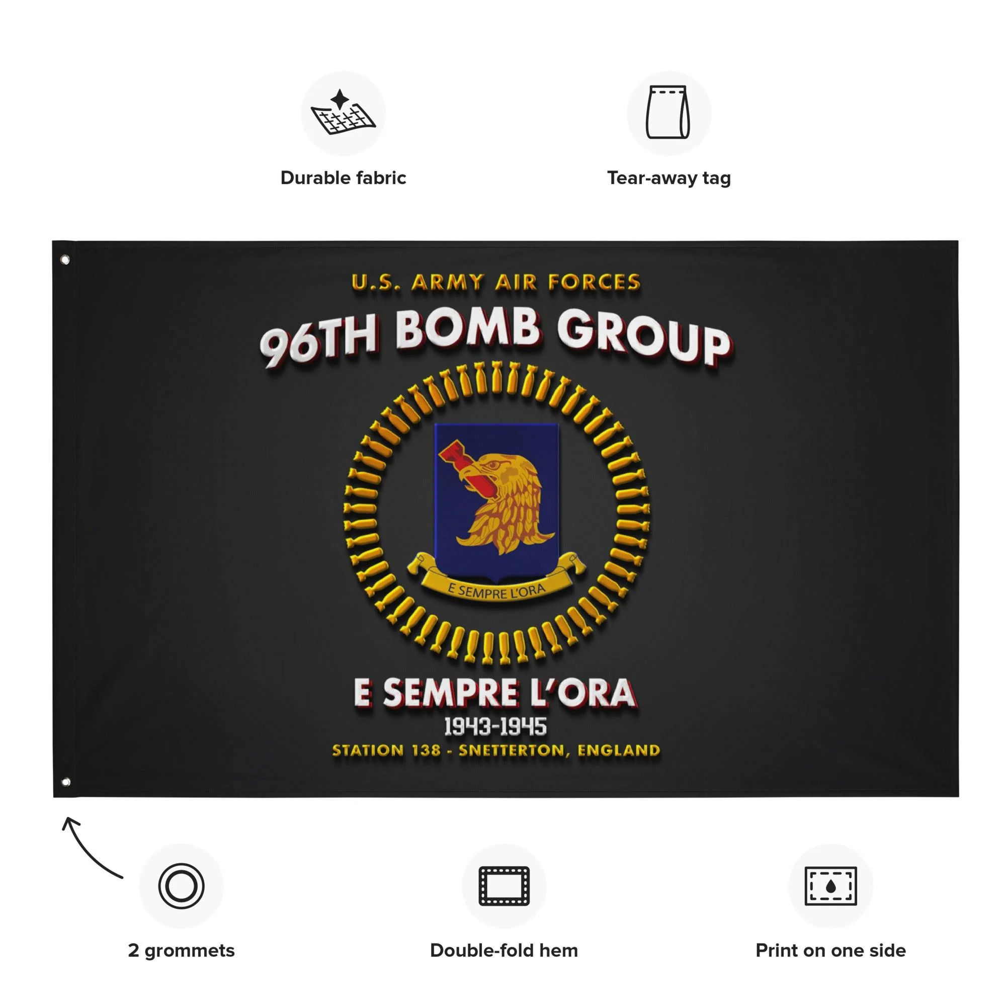 96th Bomb Group WW2 Legacy Black Flag - Image 4