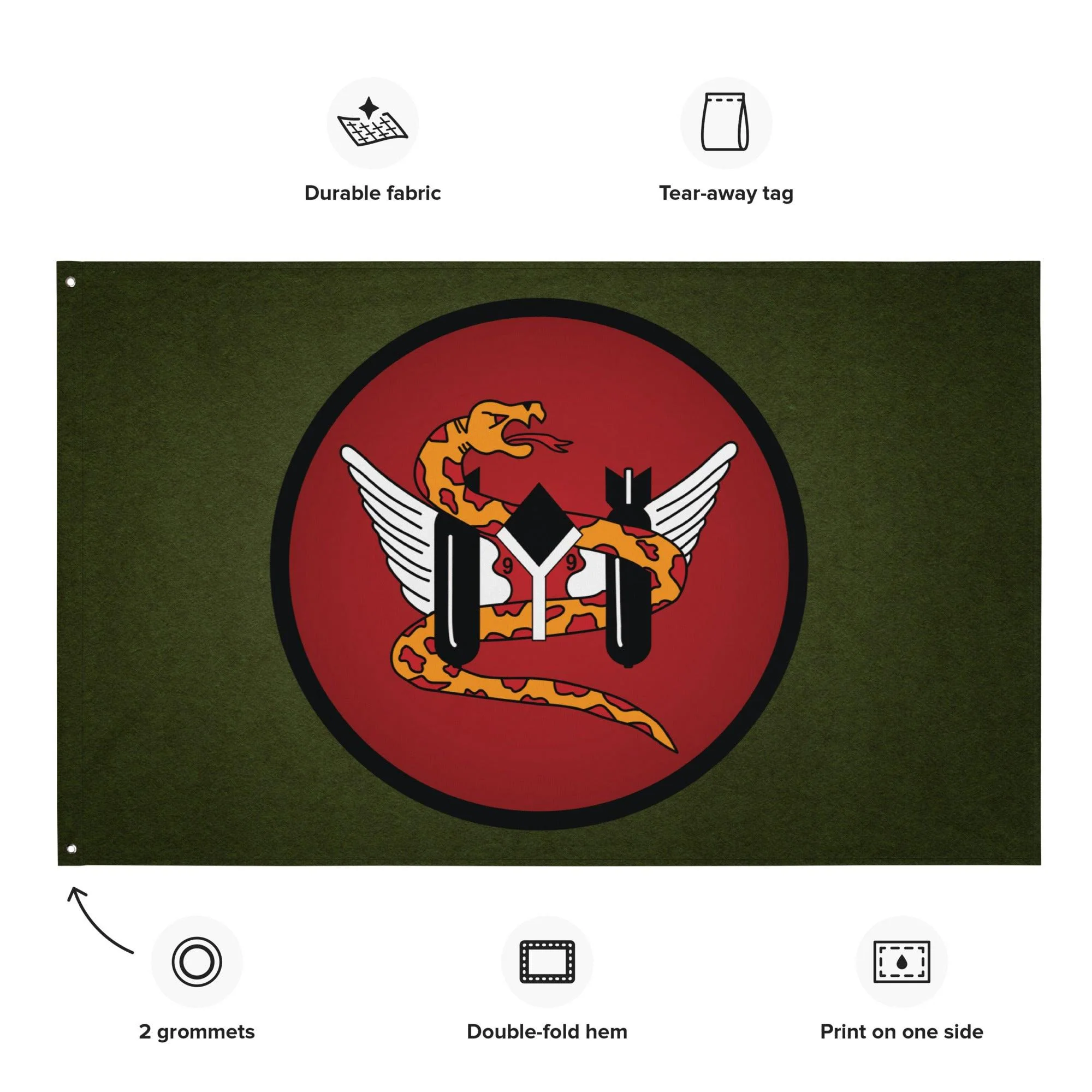 99th Bomb Group (Heavy) WW2 Military Green Flag - Image 4
