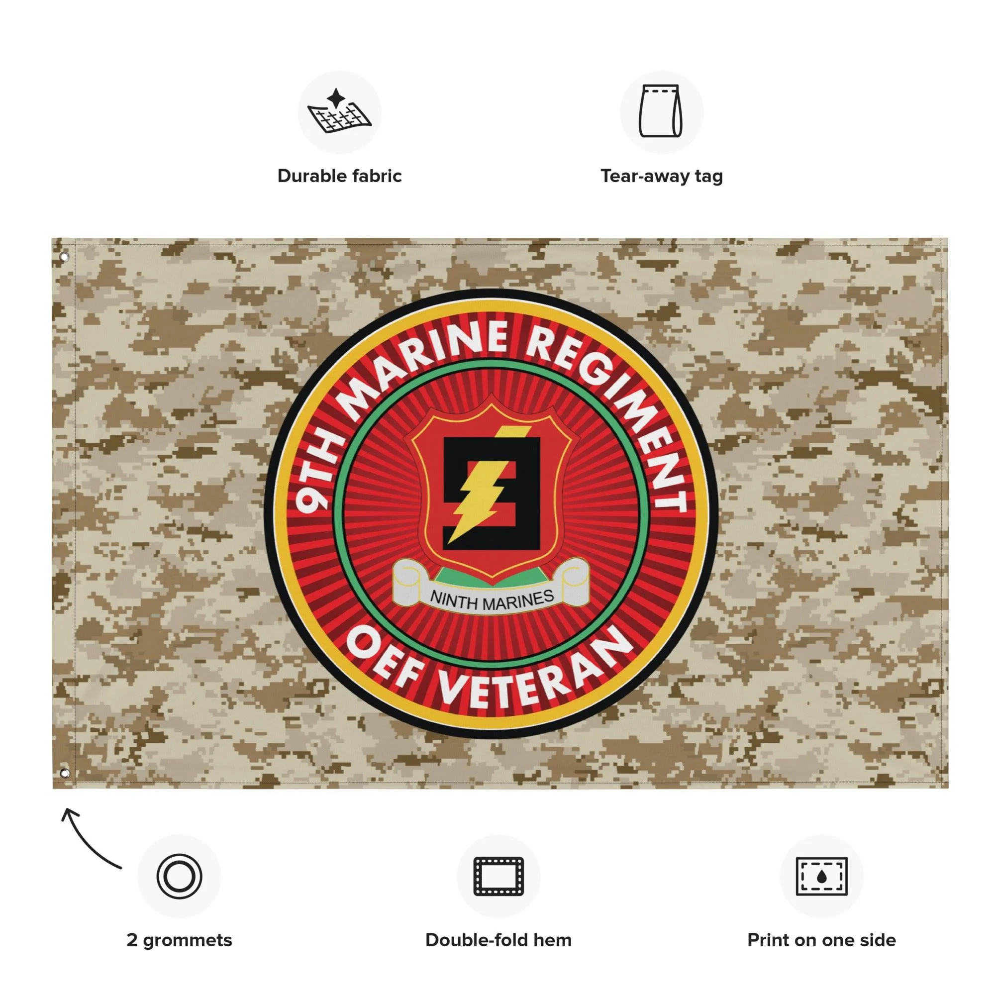 9th Marine Regiment Enduring Freedom OEF Veteran MARPAT Flag - Image 2