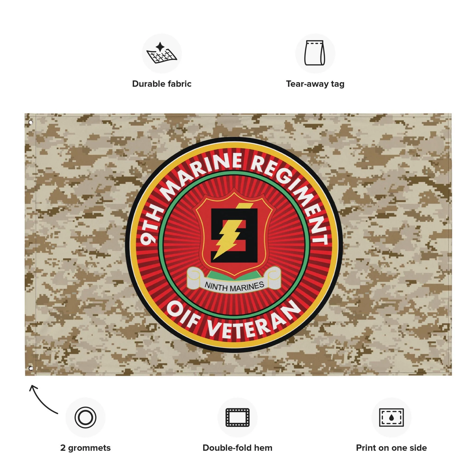 9th Marine Regiment OIF Veteran Emblem MARPAT Flag - Image 2