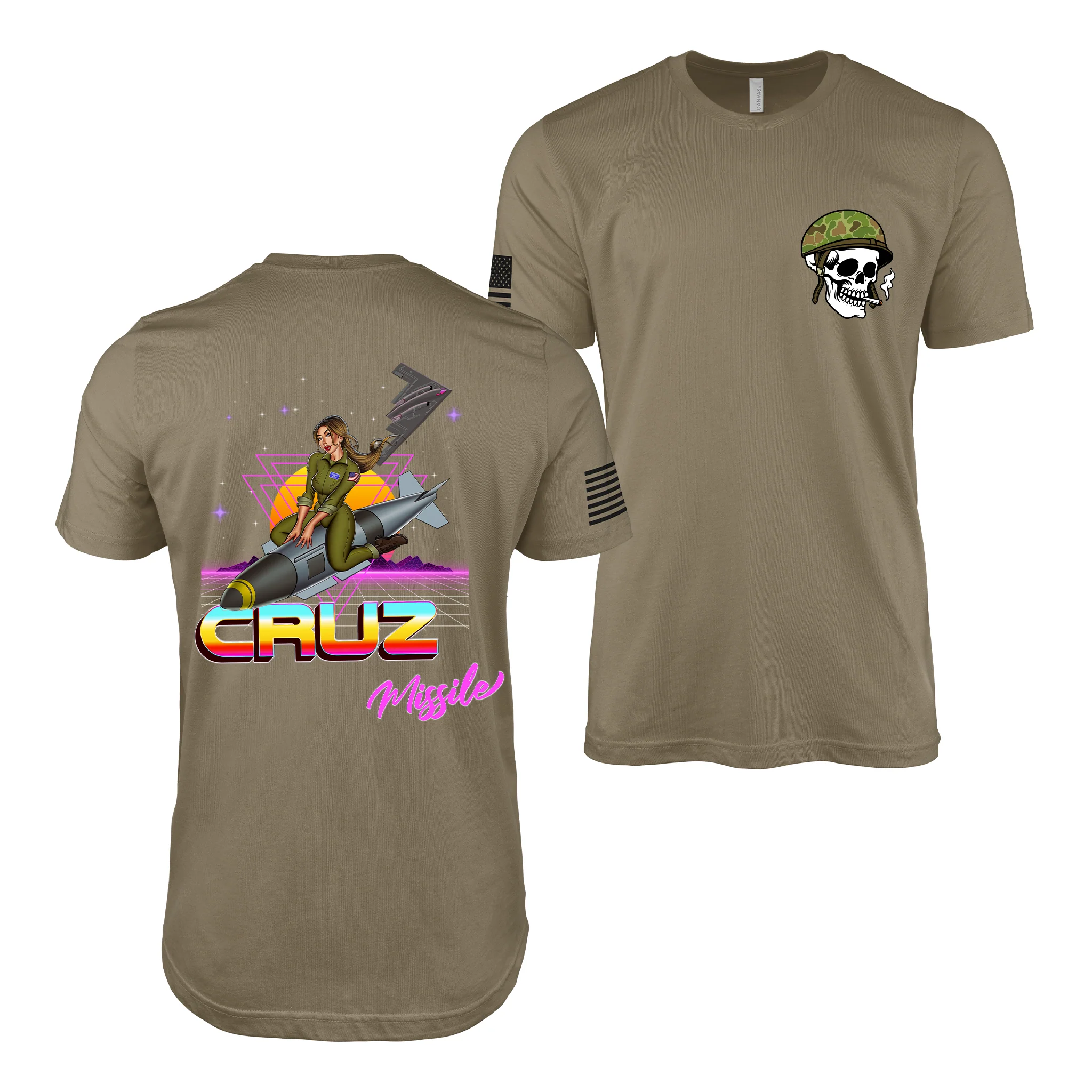 B-2 Spirt Cruz Missile Retrowave Air Force Pin-Up Girl Judy T-Shirt - Image 3