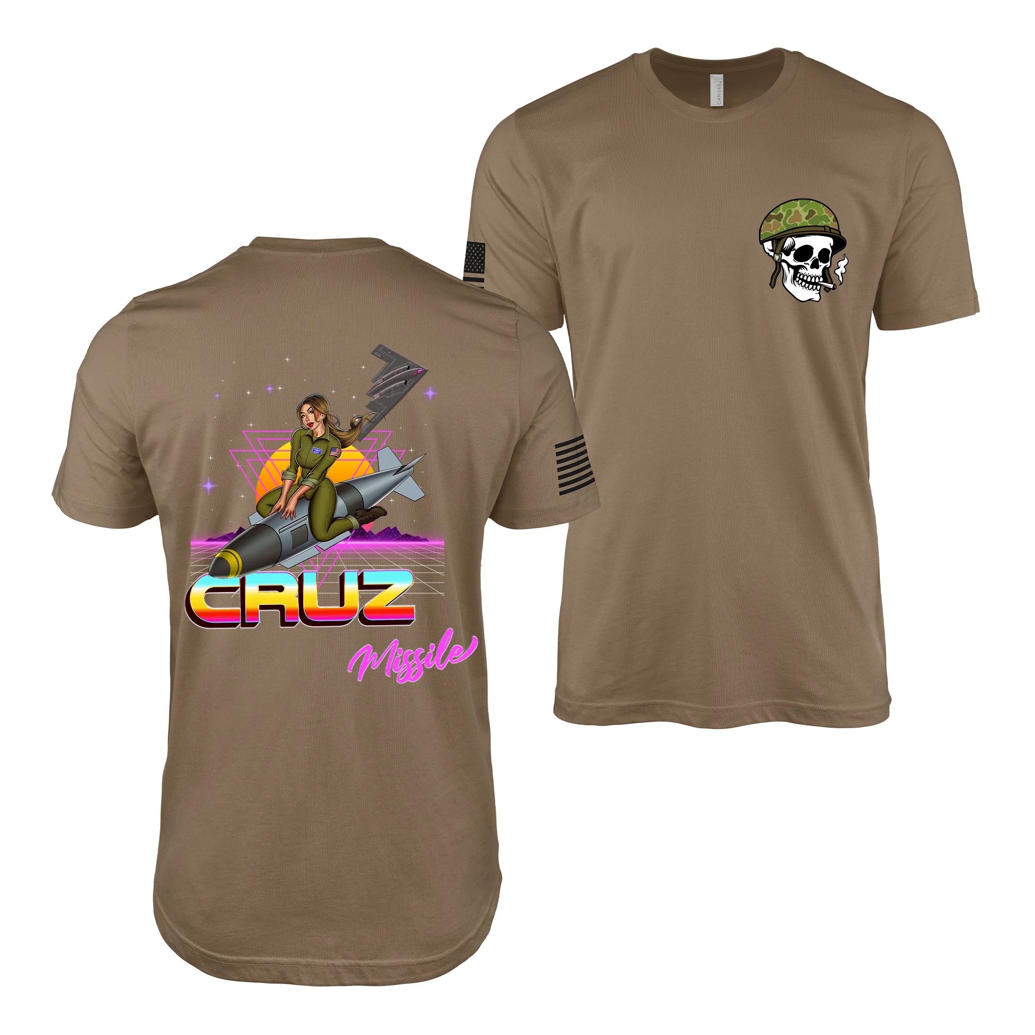 B-2 Spirt Cruz Missile Retrowave Air Force Pin-Up Girl Judy T-Shirt - Image 4