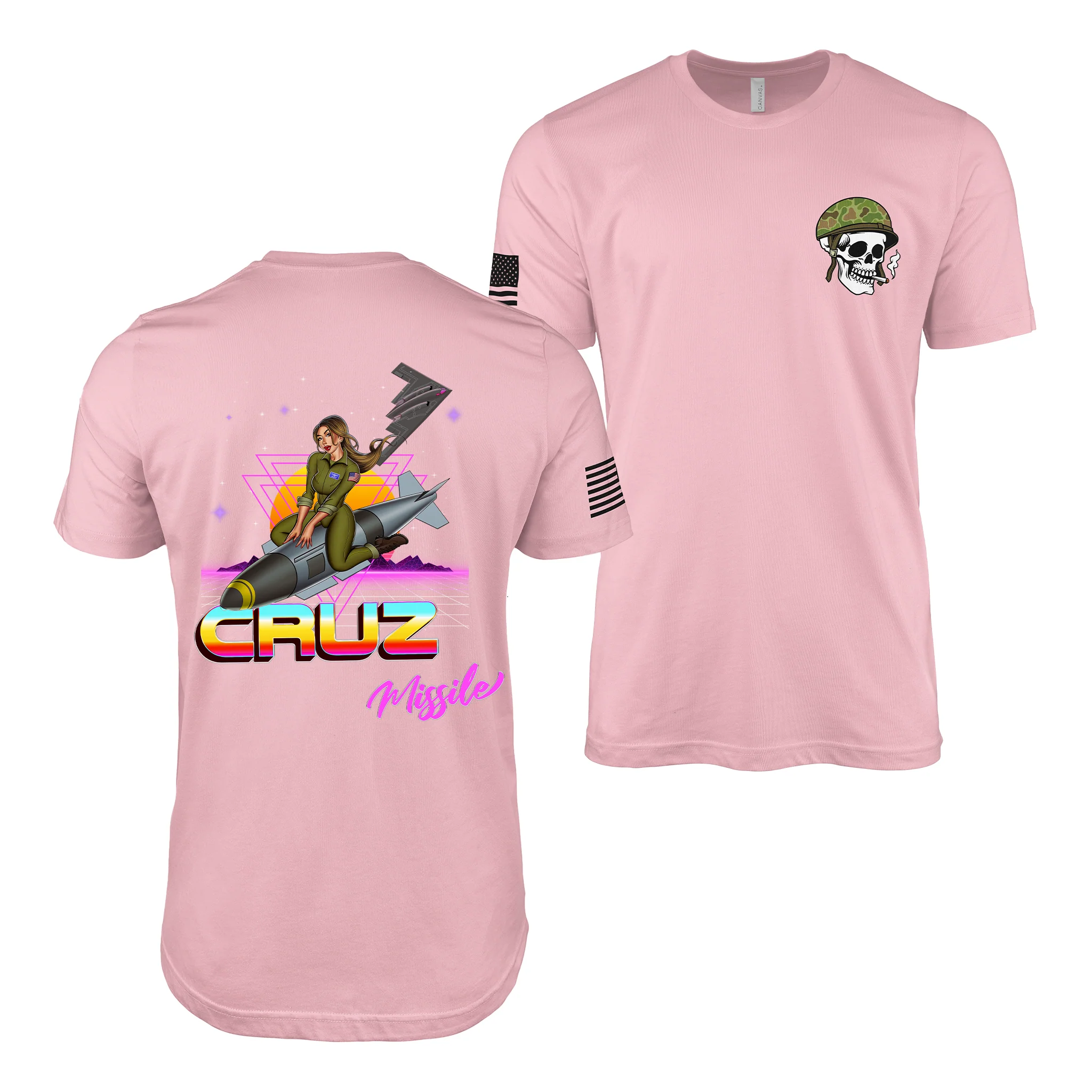 B-2 Spirt Cruz Missile Retrowave Air Force Pin-Up Girl Judy T-Shirt - Image 5