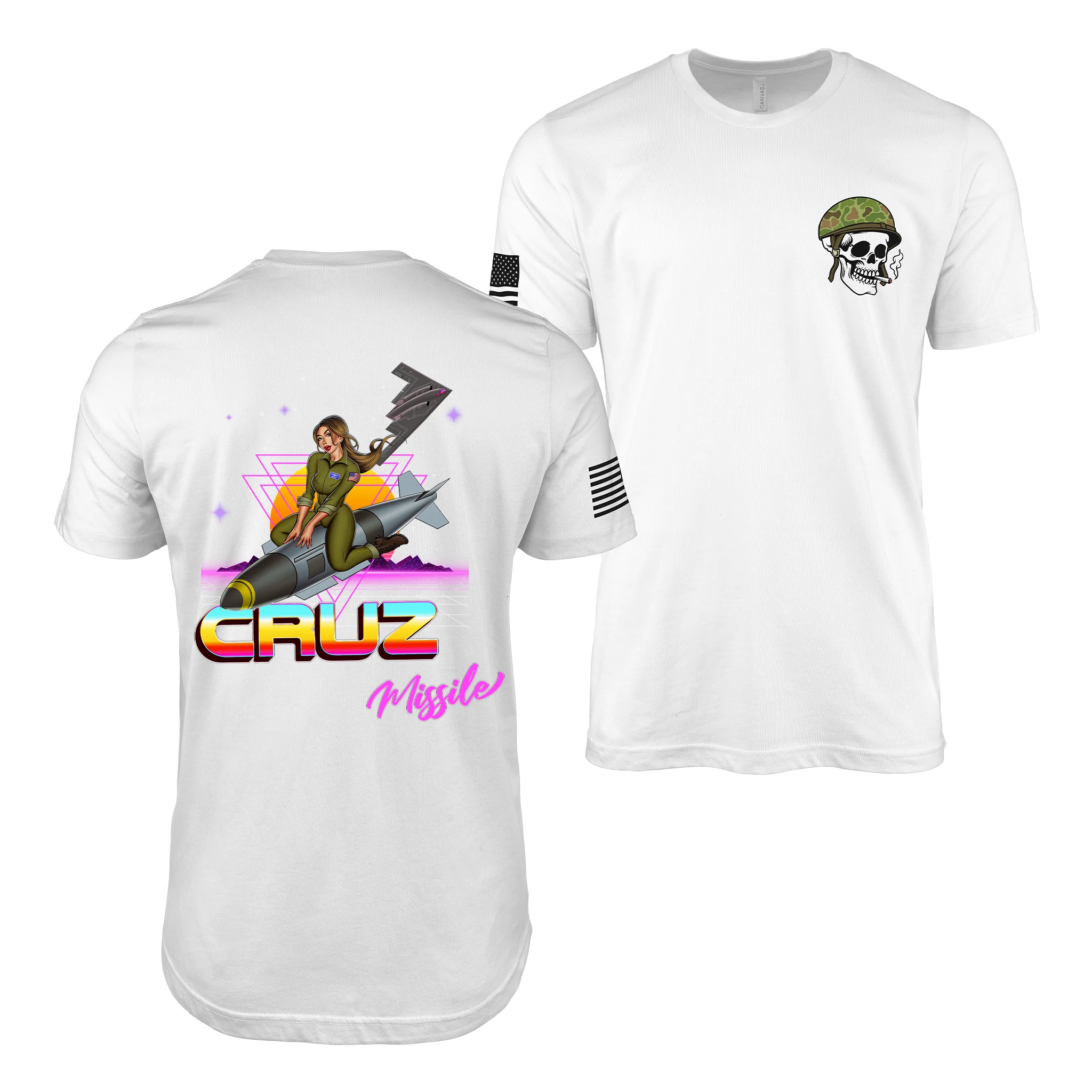B-2 Spirt Cruz Missile Retrowave Air Force Pin-Up Girl Judy T-Shirt - Image 6