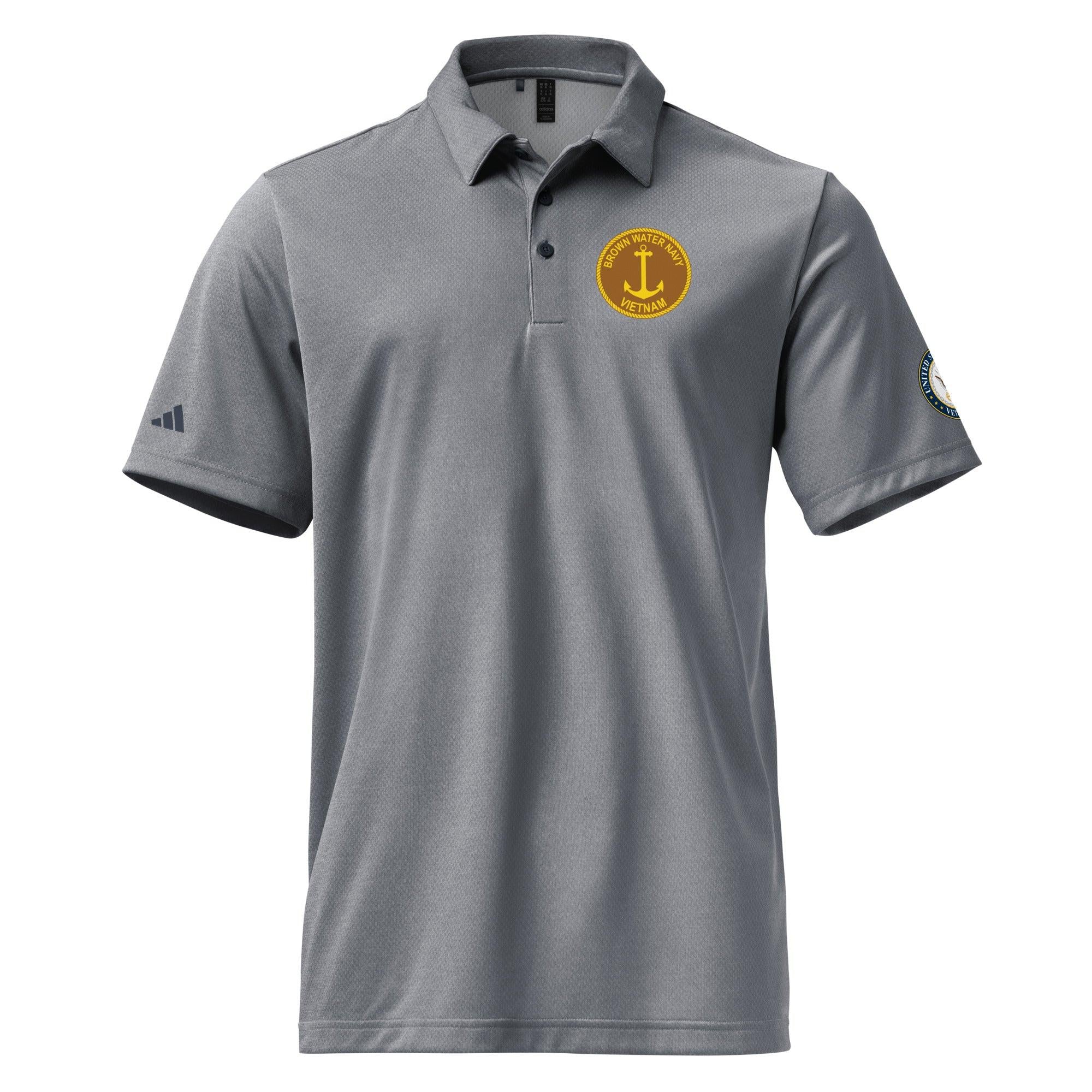 Brown Water Navy Left Chest Emblem Adidas® Polo Shirt - Image 5